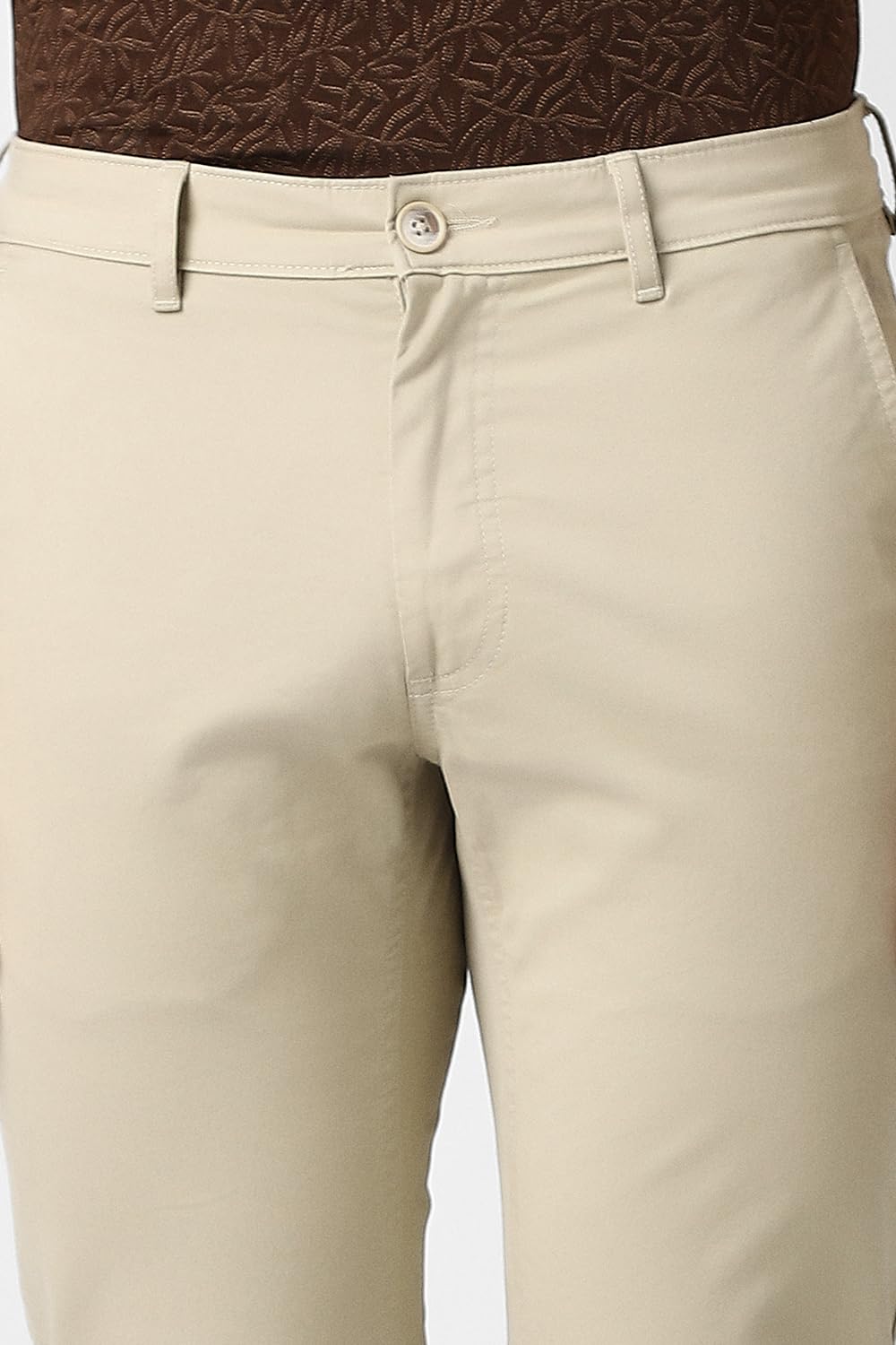 Van Heusen Men Mid Rise Slim Casual Pants (VSTFUSLF515071_Beige, 30