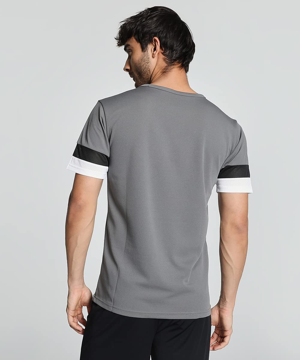 Puma Men's Color Block Regular Fit T-Shirt (704932_Smoked Pearl-Black-White