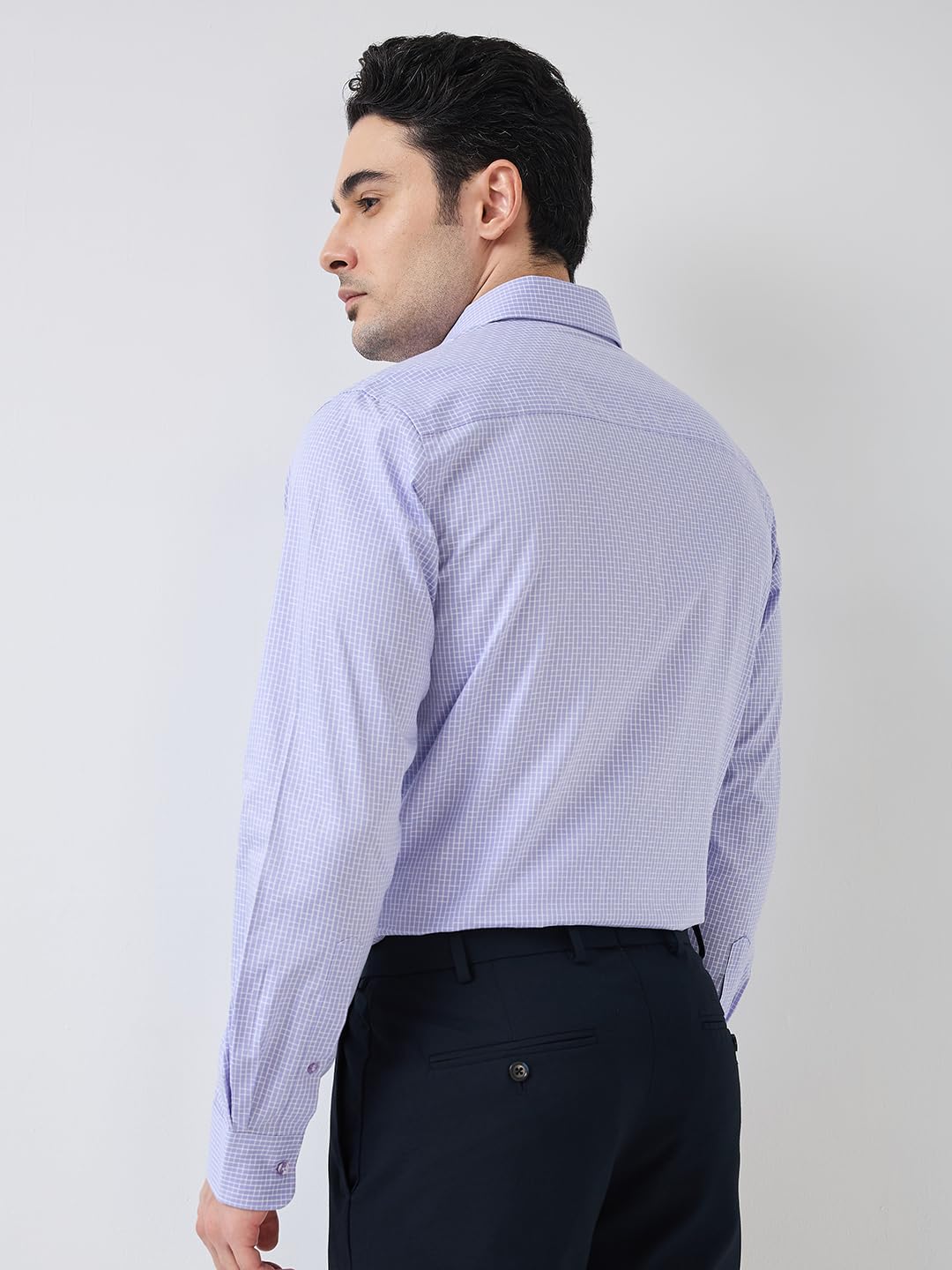 Raymond Men Regular Fit Structure Pattern Pure Cotton Semi Cutaway Collar Full Sleeve Formal Shirt (Size:40)-RMSX12849 Medium Violet