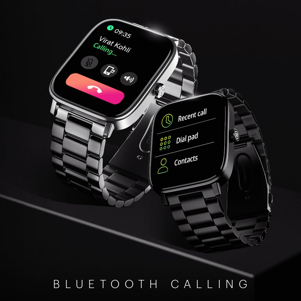 Noise Quad Call 1.81" Display, Bluetooth Calling Smart Watch, AI Voice Assistance, 160+Hrs Battery Life, Metallic Build, in-Built Games, 100 Sports Modes, 100+ Watch Faces (Elite Black)