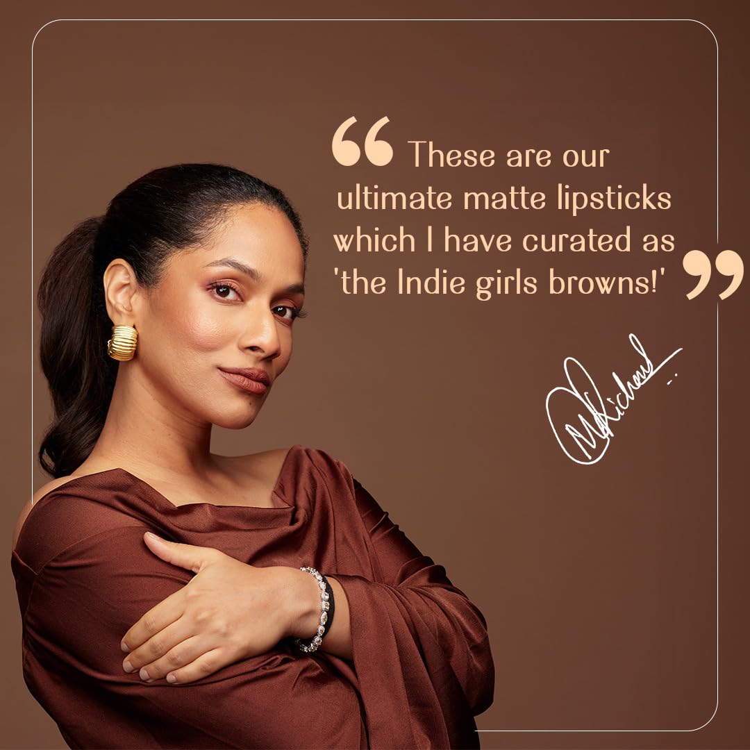 LoveChild Masaba Ultra Matte Reddish Brown Lipstick, Long Lasting Upto 6Hrs, Transfer-Proof, Hydrating & Nourishing Nude Bullet Lipsticks For Women, Sepia Spice, 4.5g