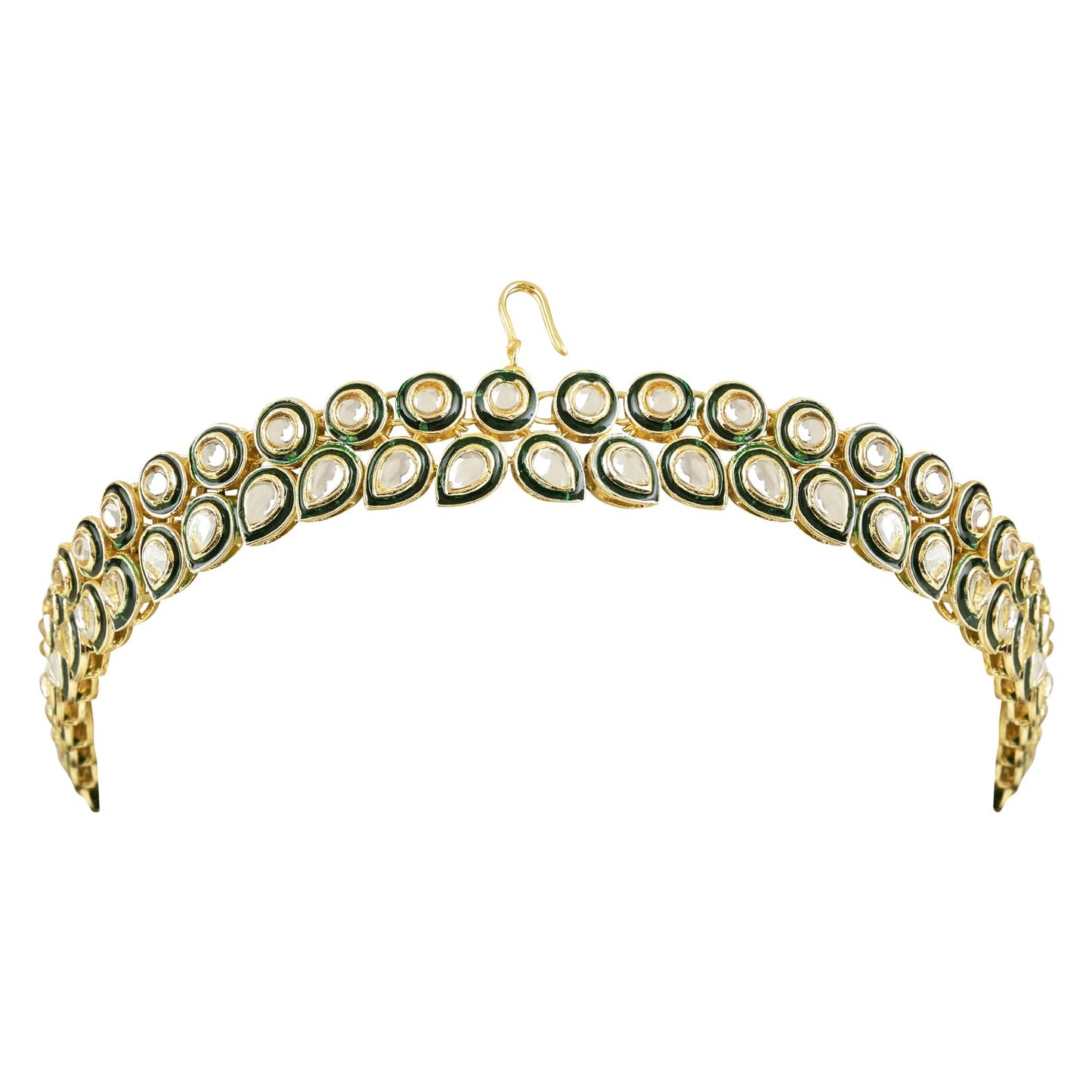 I Jewels Gold Plated Traditional Meenakari Kundan Handcrafted Sheeshphool Matha Patti Sheeshpatti For Women/Girls (T2113G)