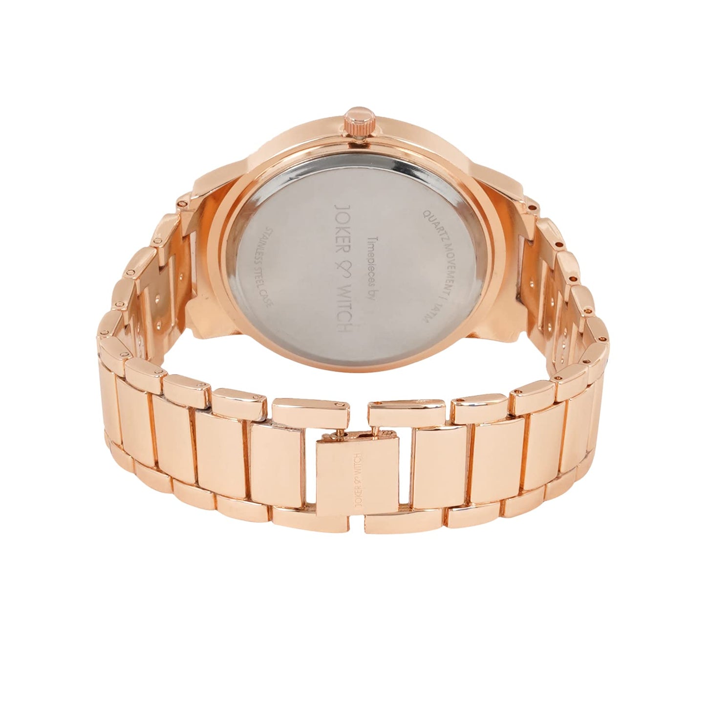 Joker & Witch Women Analogue Halo 38mm Rose Gold Dial 18mm Stainless Steel Strap Watch