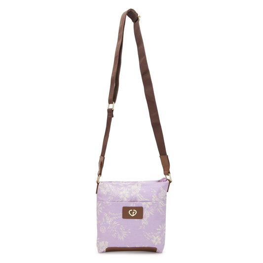 Caprese Women's Canvas Printed Pattern Kendall Sling Bag (E) (Lilac, Medium)