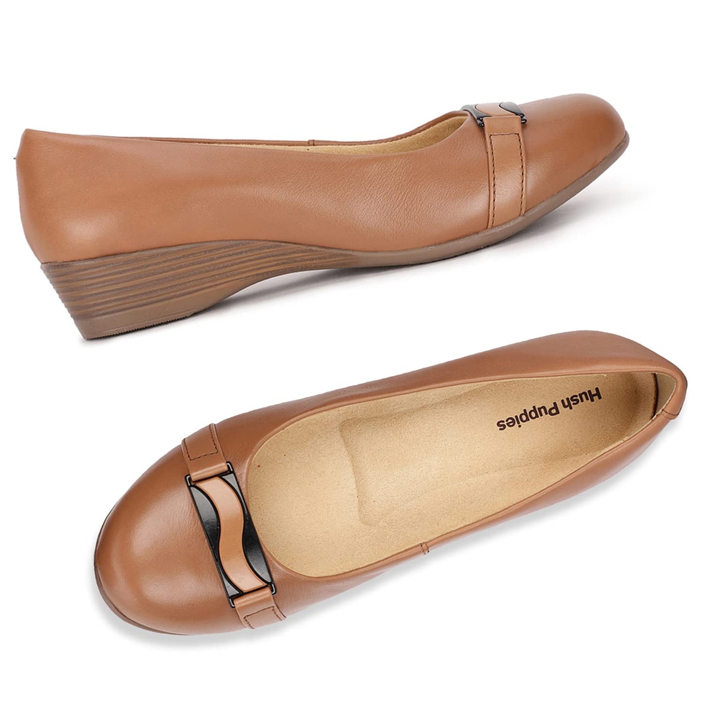 Hush Puppies Womens Dacey Trim Light Brown Ballet Flat - 4 UK (5543525)