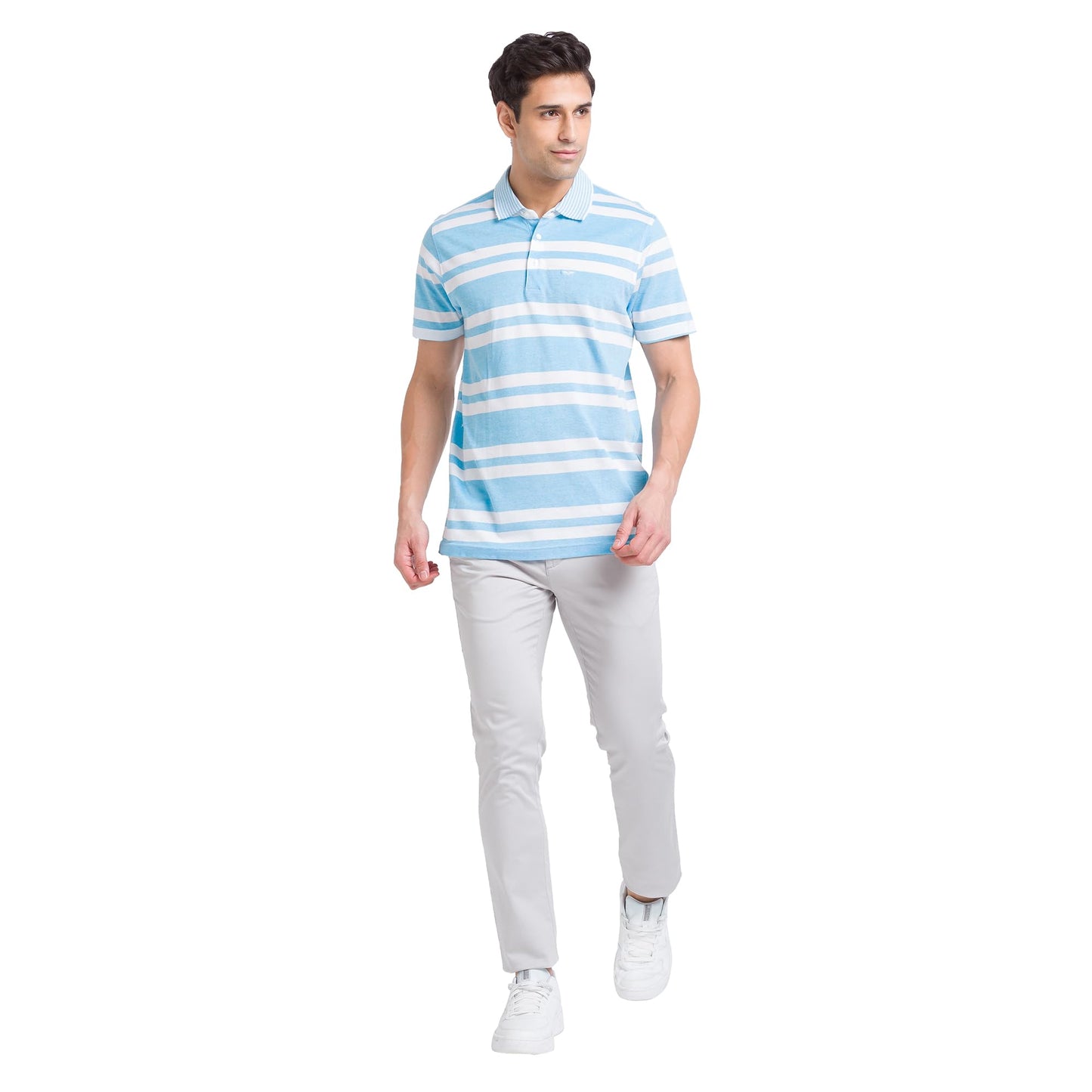 Park Avenue Solid Cotton Blend Slim Fit Men's Casual Trousers (Grey, Size_38)