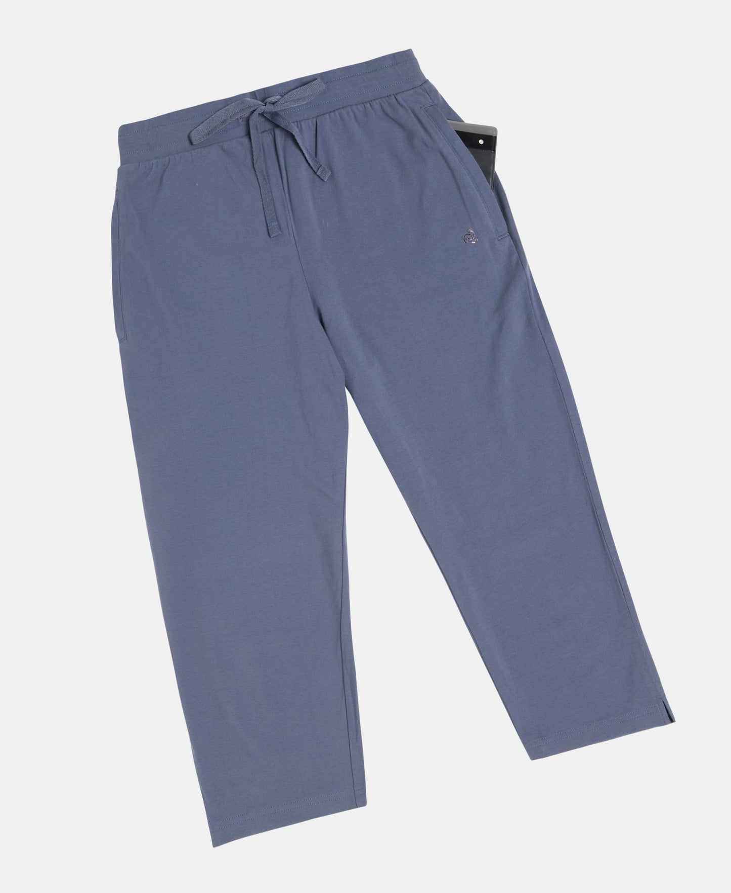 Jockey 1300 Women's Super Combed Cotton Elastane Stretch Slim Fit Capri with Side Pockets_Mirage Blue_S