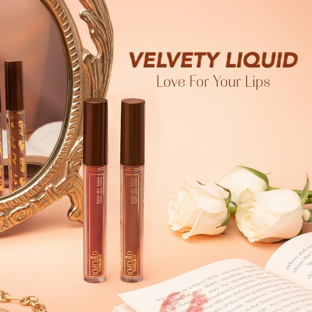LoveChild Masaba Kiss My Sass Velvet Matte Lipstick (Mauve), Intense Color, Transfer-Proof, Hydrating with Hyaluronic Acid, Long-Lasting & Lightweight, Smooth Glide Formula, SIMP 3.5ml