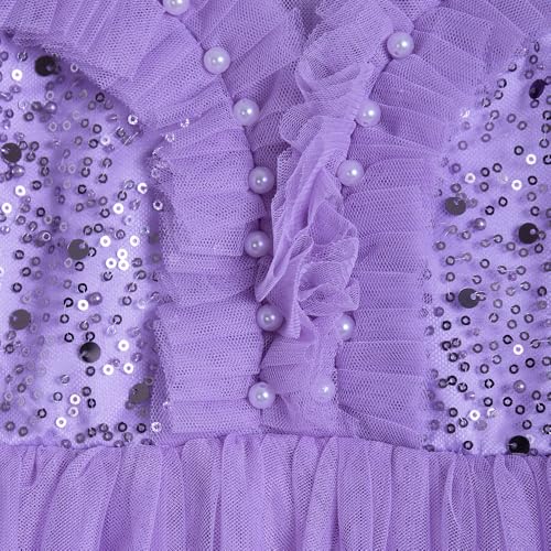 Hopscotch Girls Purple Short Sleeves Sequin Embellished Gown for Age (2-3 Years)