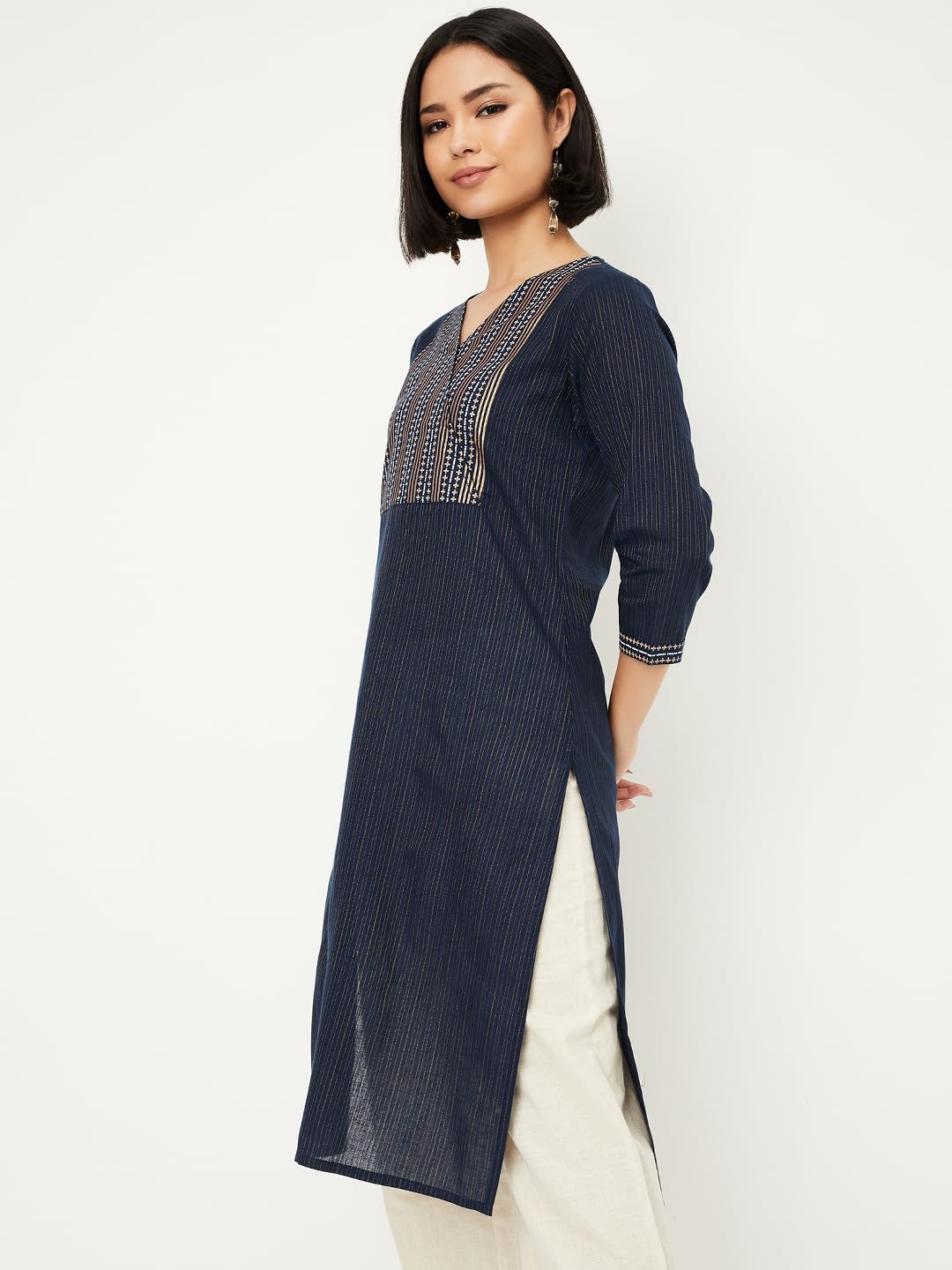 Max Women's Cotton Regular Kurta (PAPKFE24LE_Indigo