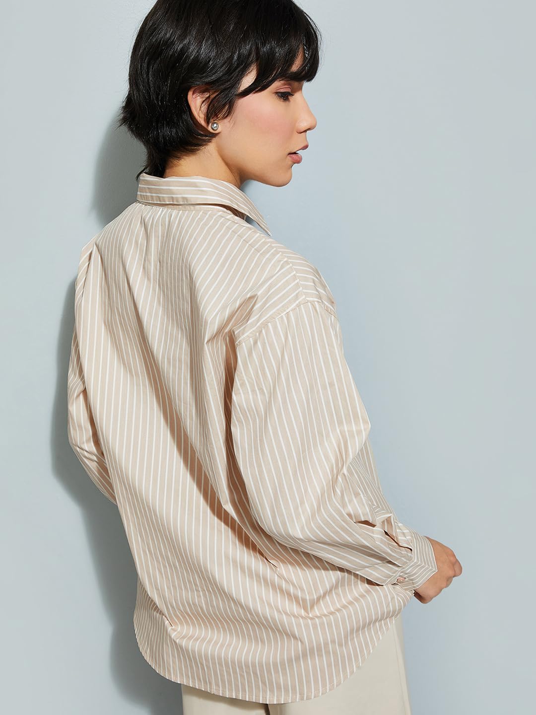 Max URB-N Women Striped Oversized Shirt (Mixed (2 Clr)_M)