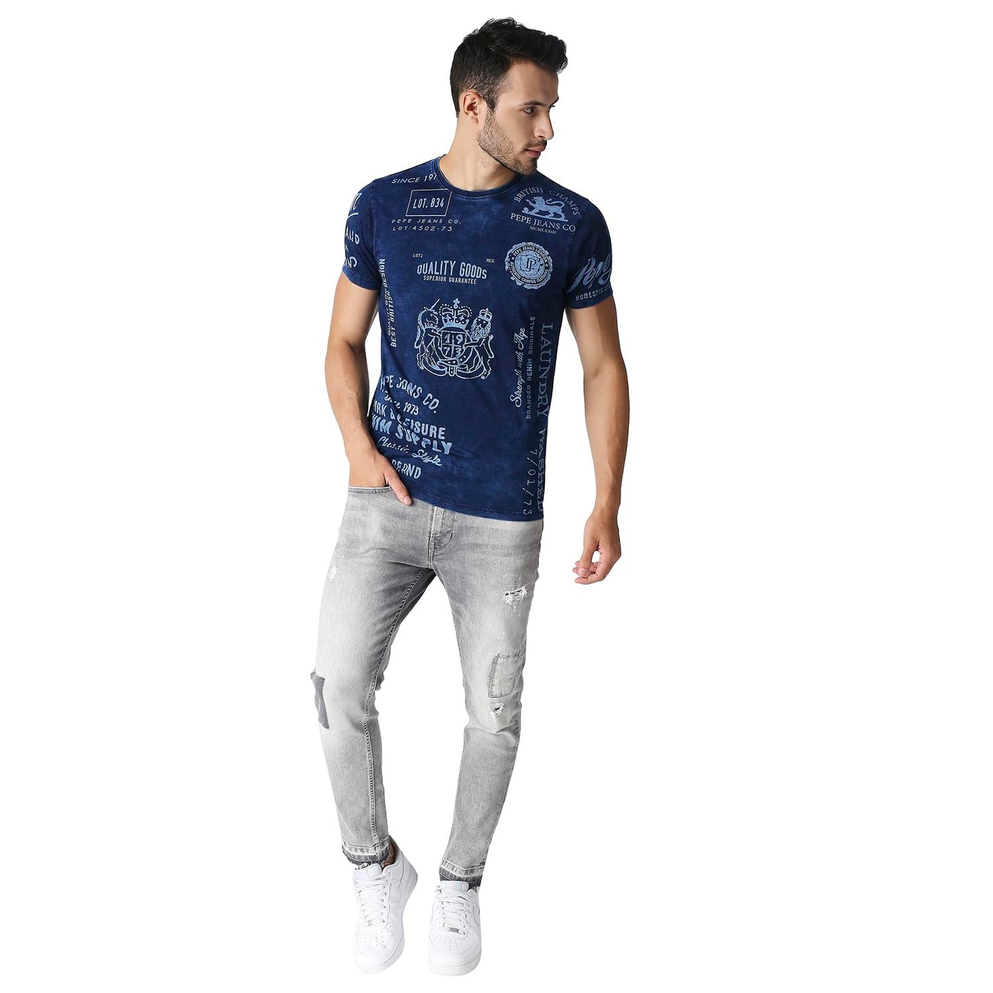Pepe Jeans Men's Fitted T-Shirt (PM508832_Indigo S)