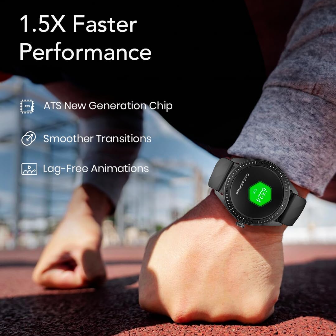 Titan Crest 2.0 Smart Watch for Man & Women, 1.43" AMOLED Display, Mesh Metal Strap, BT Calling, Tailored Activity Tracker, 100+ Sports Modes, Fast Charging, Smart Watch for Men Latest & Women (Black)