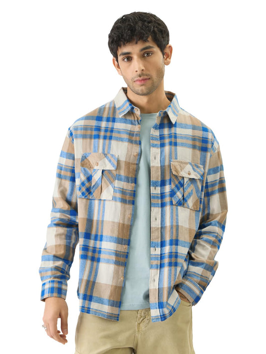 The Souled Store Plaid: Corsair Men and Boys Long Sleeve Collared Neck Cotton Button Down Relaxed Fit Shirts Multicolour Shirts Casual Button-Down Full Sleeve Plaid Checks Casual Workwear