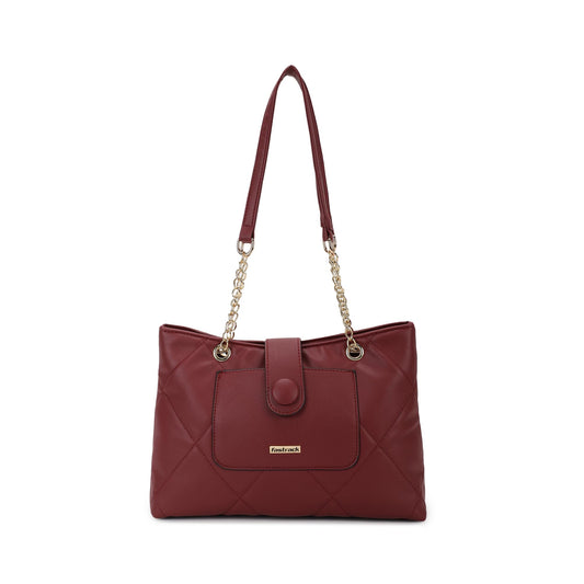 Fastrack Diamond Quilted Shoulder Bag for Girls, Ladies and Women | Comes with Chain Straps | Casual Handbag for Women | Made Up of Semi - PU Leather