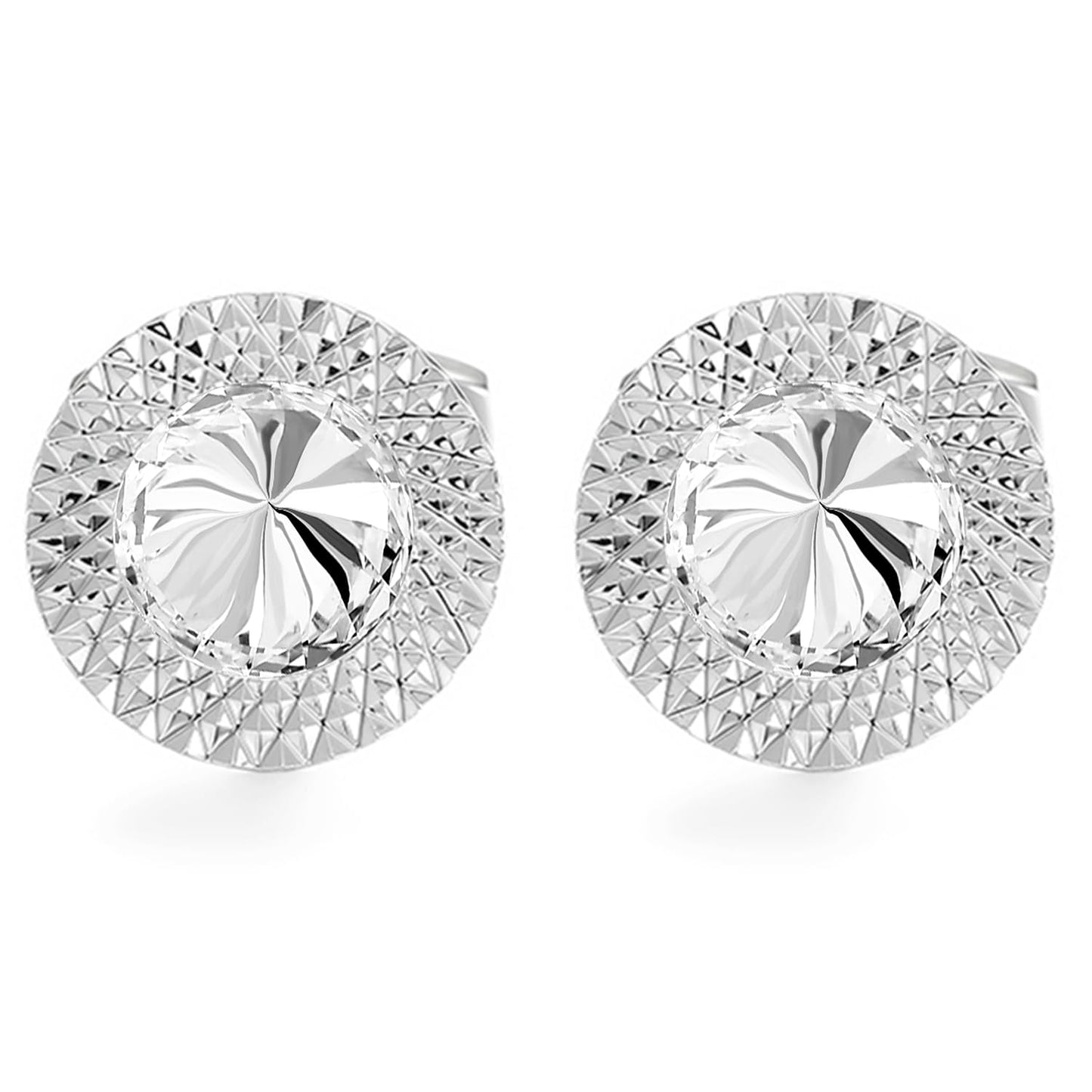 Peora White Silver Plated Cufflinks Set Stylish Wedding Business Accessories for Men & Boys - Valentines Gift for Him