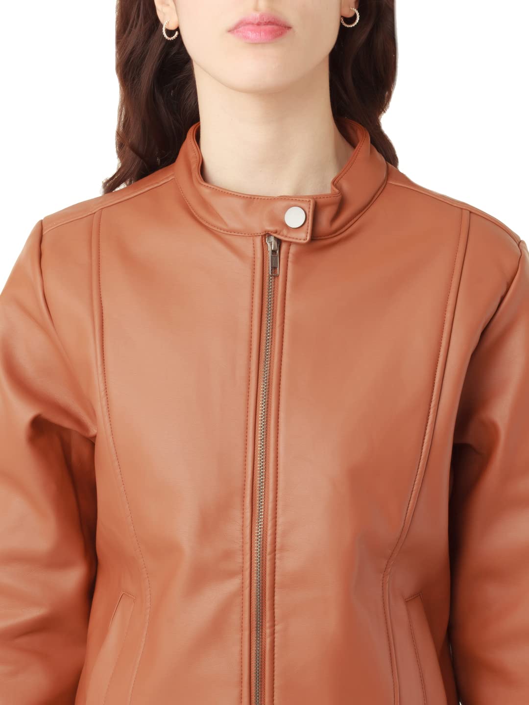 Zink London Women's Tan Solid Straight Jacket