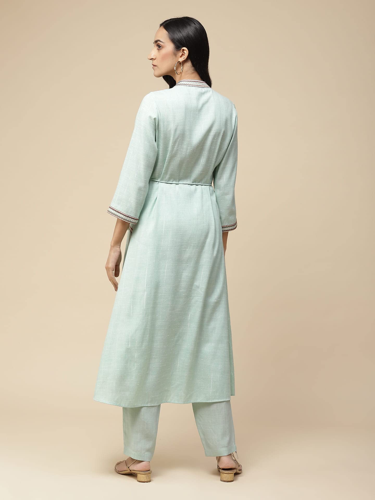 Aarke Ritu Kumar Mint Embroidered Angrakha Kurta With Pant