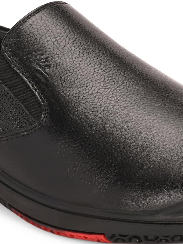 HITZ Men's Black Leather Formal Slip On Shoes - UK 10
