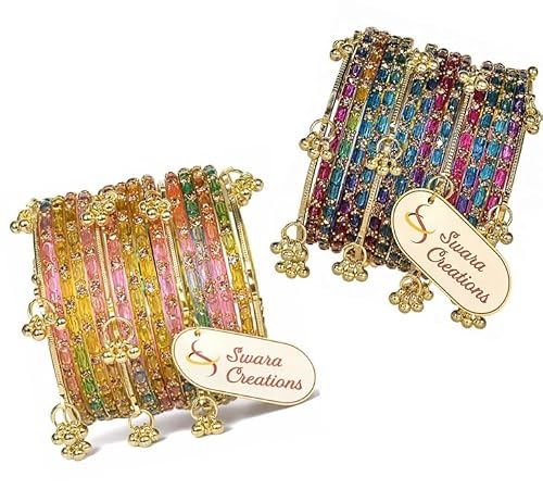 Swara Creations Kashmiri Ghungroo Raindrop Bangles Multi Colour Combo set