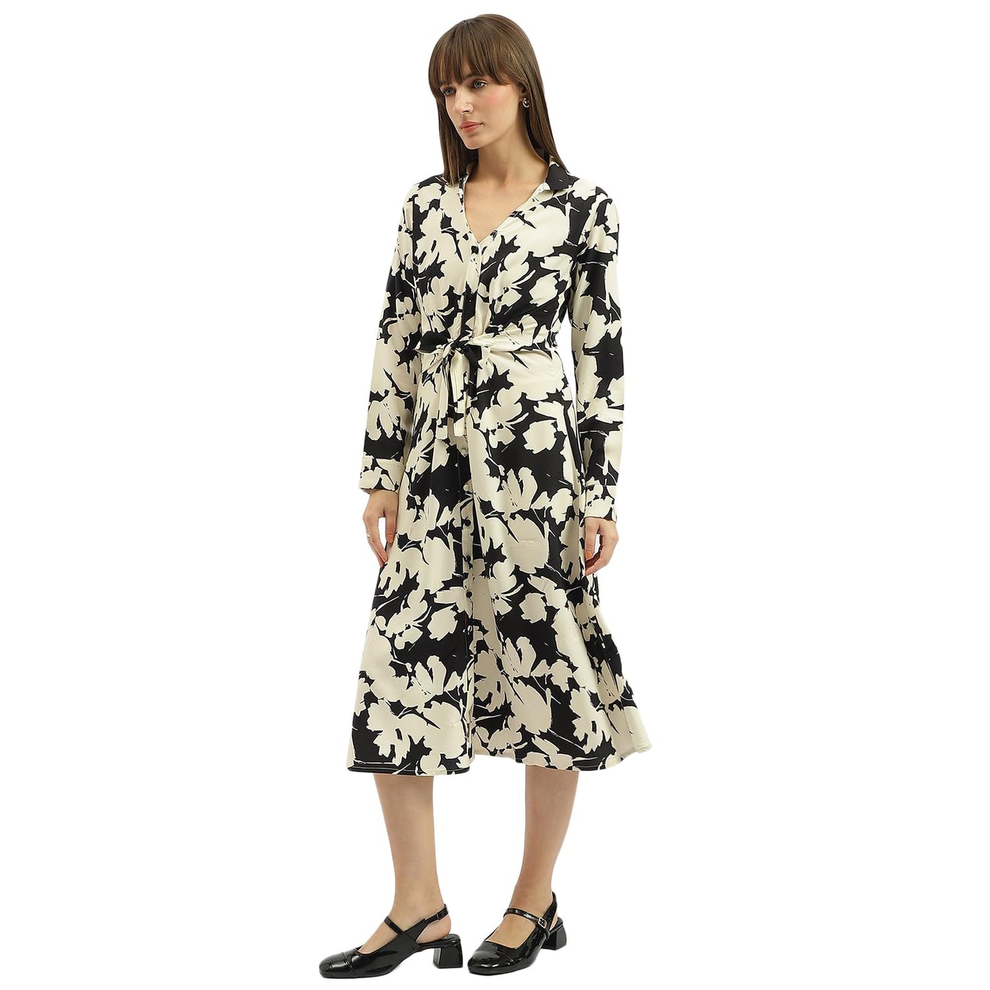 United Colors of Benetton Spread Collar Printed Dress