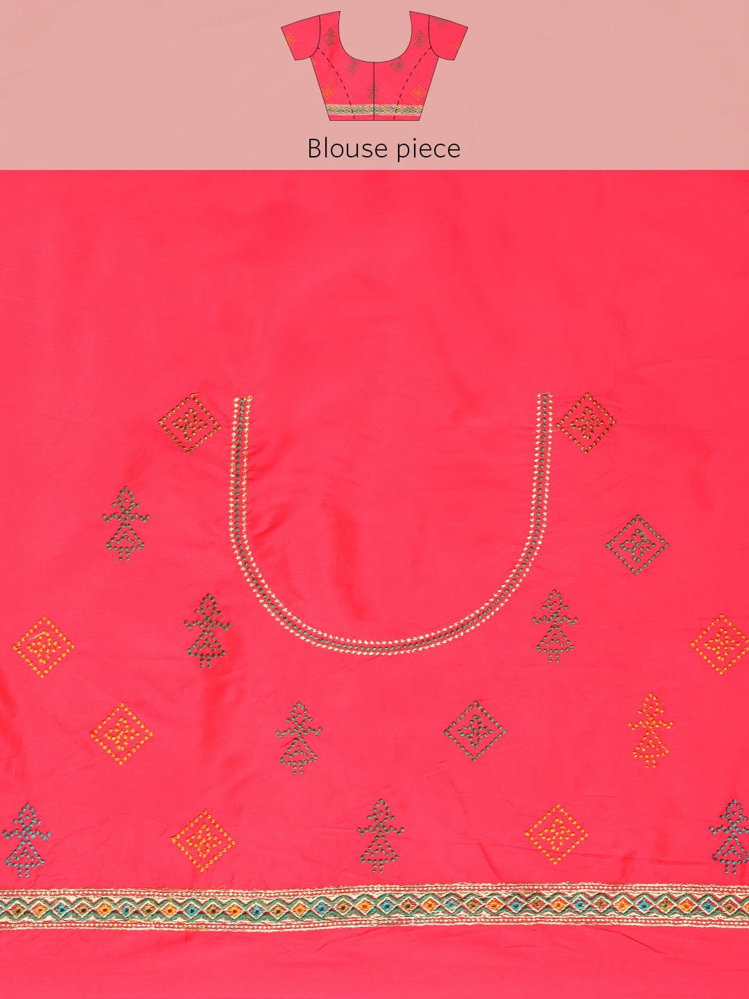 MOHEY Green Art Silk Mirror Embroidered Saree for Women