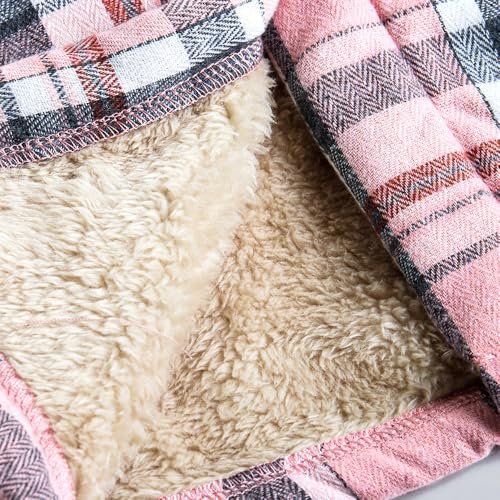 Hopscotch Girls Full Sleeves Pink Checkered Fuzzy Long Coat For Ages(4-5 Years)