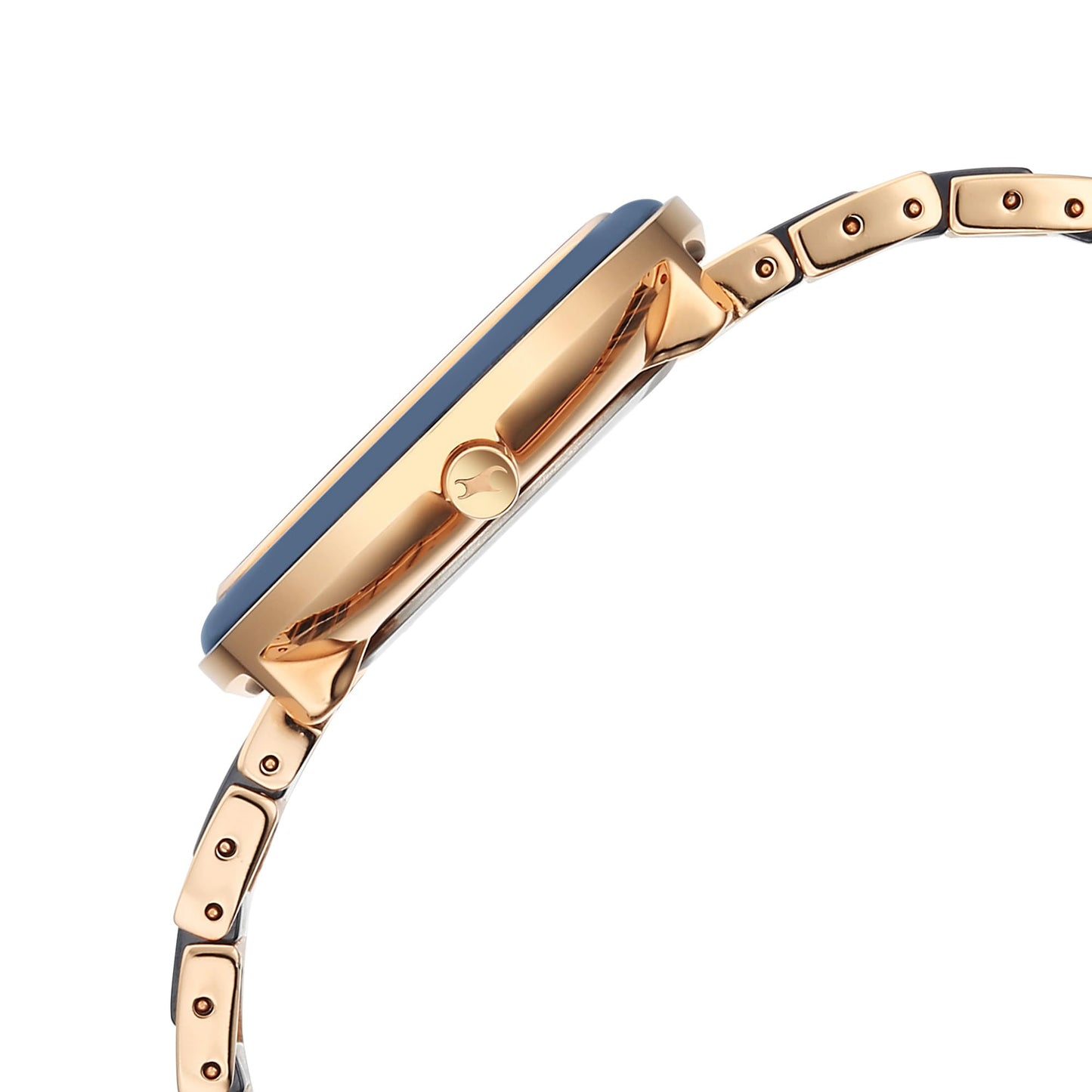 Fastrack Oceanyx - Ceramic Quartz Blue Round Dial Women's Watch | Brass Solid Links Material | Multi Color Band - 6315KD01