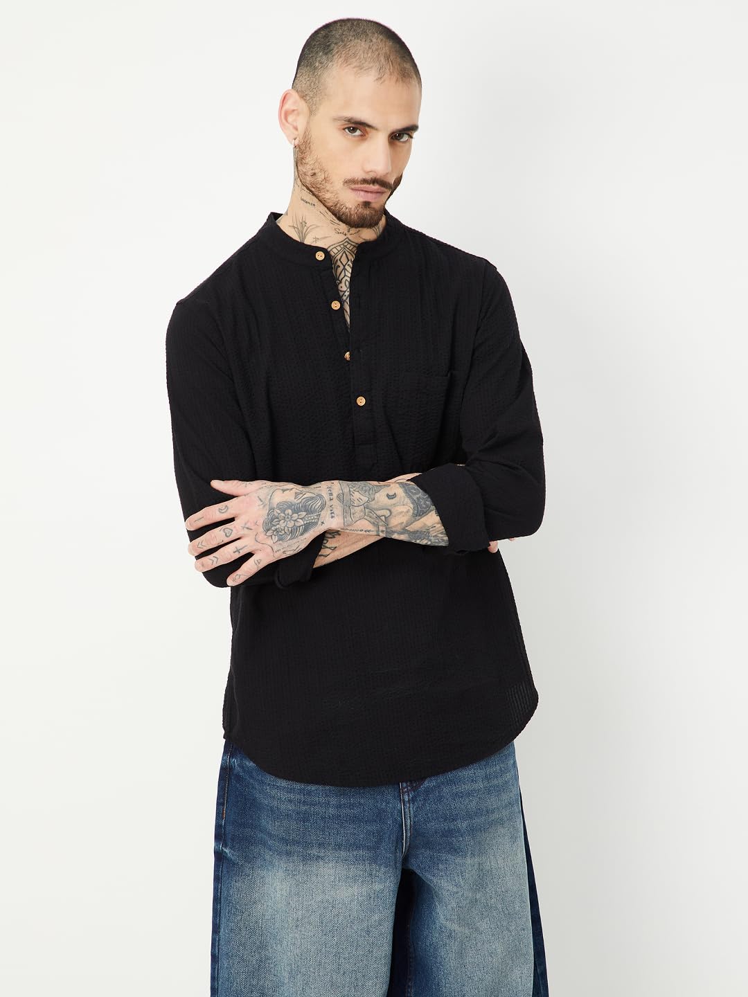 Max Men's Cotton Regular Kurta (FUBSTSP2502SD_Black