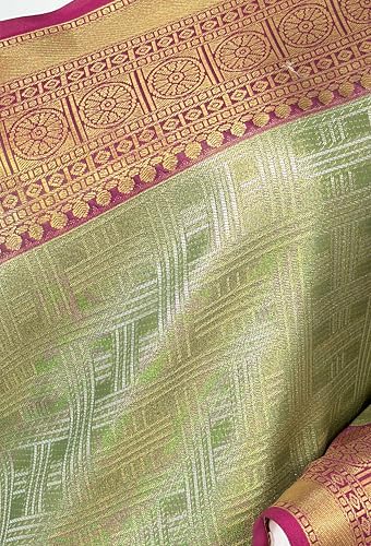 MIMOSA Women’s Green Art Silk Saree Woven with Zari Tissue | Kanjivaram Style Saree | Rich Pallu & Tassels | 6.2 Mtrs