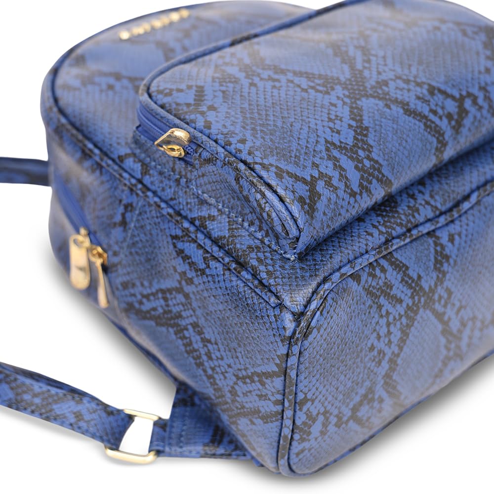 Caprese Draco Casual Backpack, Small | Fashion Backpack for Women with Adjustable Strap & Secure Zip Closure | Spacious, Versatile for Everyday Outings and Travel (Blue)