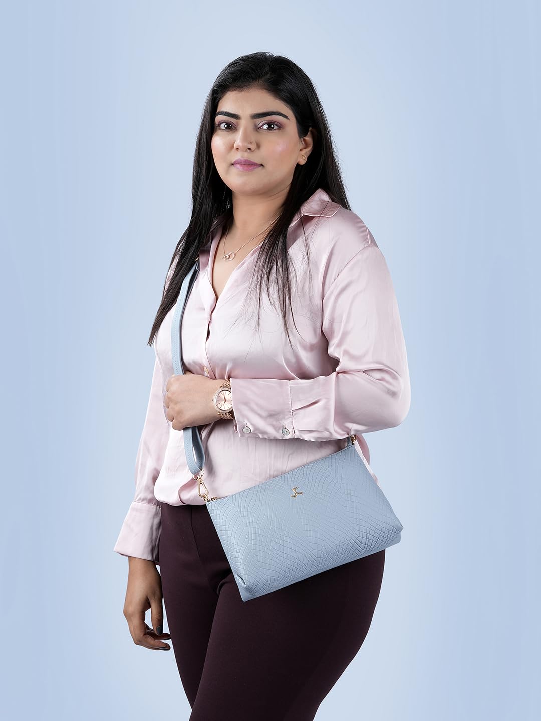 Mochi Womens Synthetic Light Blue Zip Top Sling (One Size)