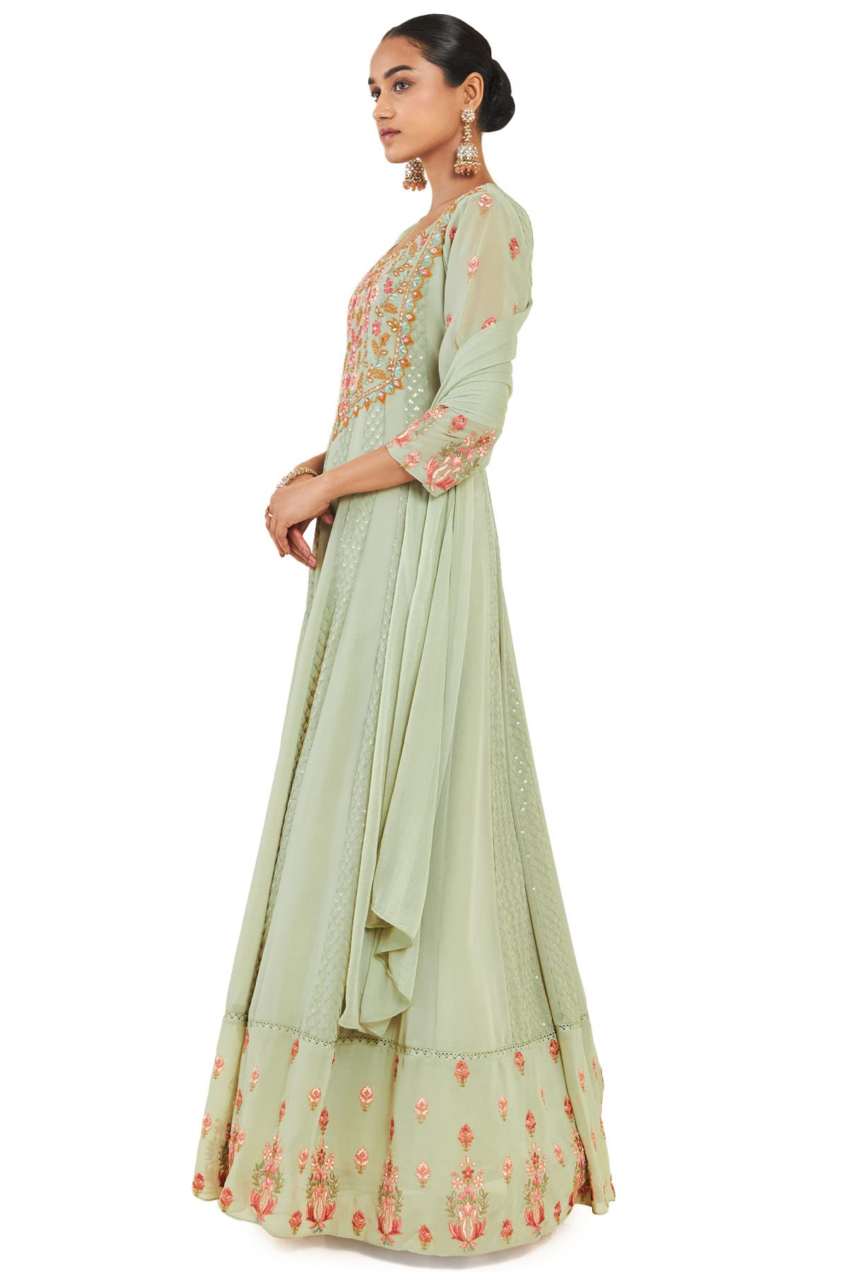 Soch Women Green Georgette Floral Gown (8907715809213_Green_Medium)