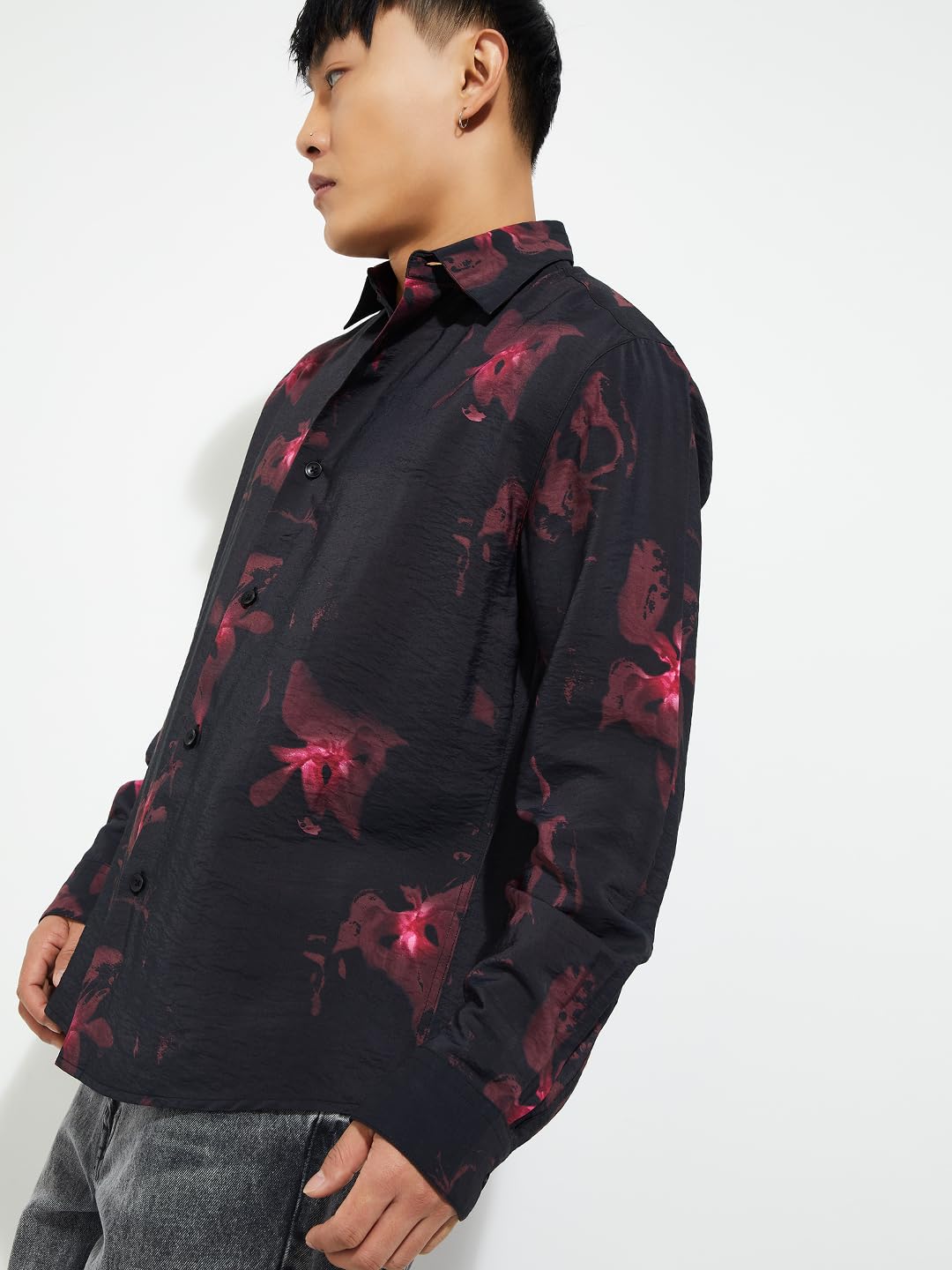 Max URB_N Men Printed Regular Fit Shirt (Black_L)