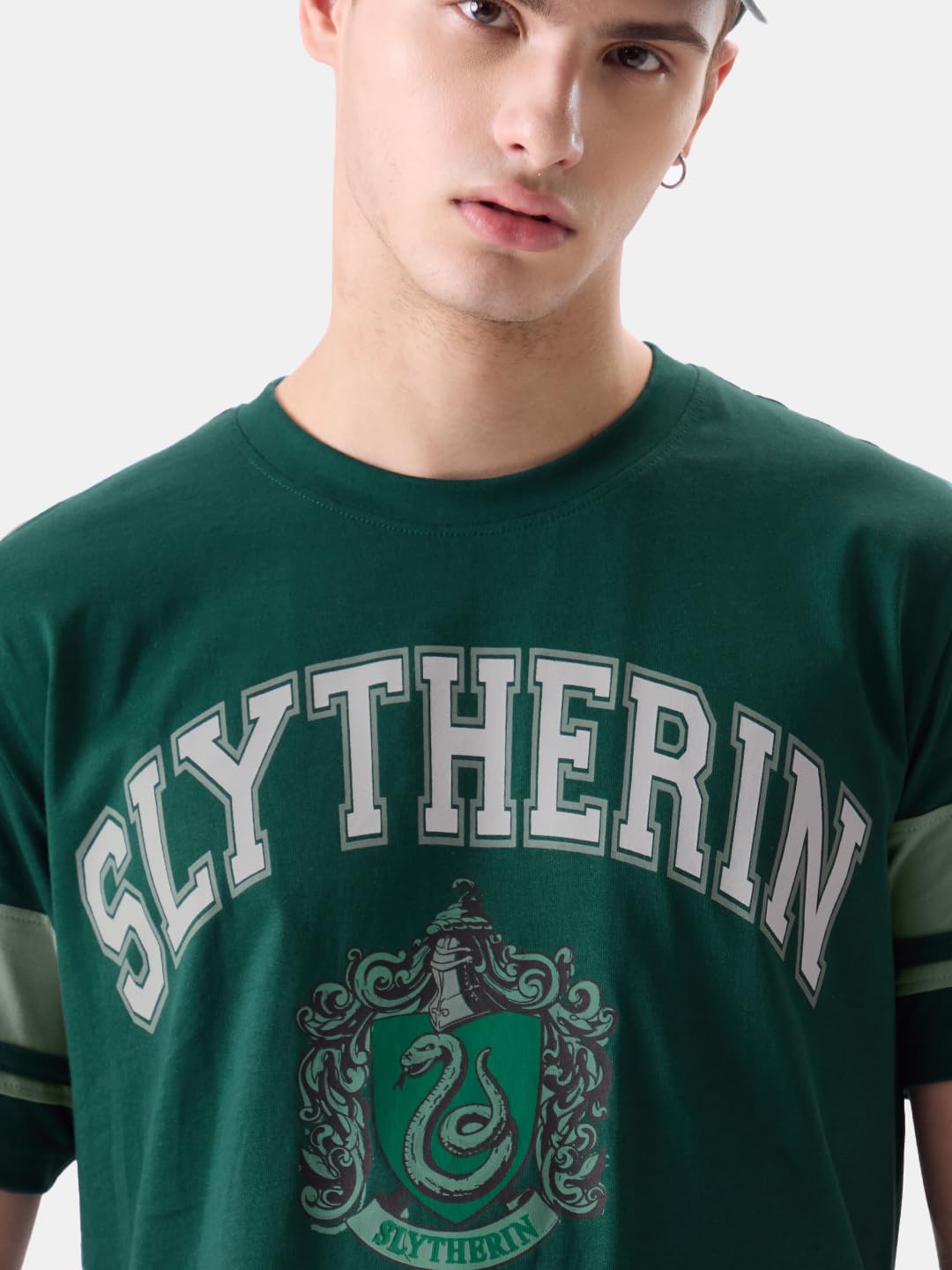 The Souled Store Harry Potter: Slytherin Mens Regular Fit Graphic Printed Half Sleeve Cotton Green T-Shirts Men's t-Shirts Graphic tees Casual Fashion Regular fit Sleeves Round Neck Printed Shirts