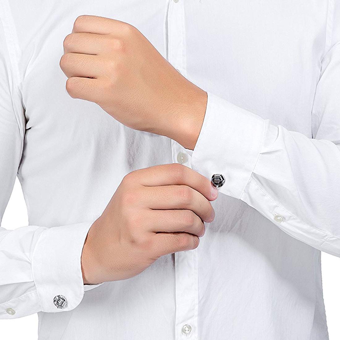 Peora Knot Silver Grey Cufflinks for Men Corporate Business Gift - Valentines Gift for Him