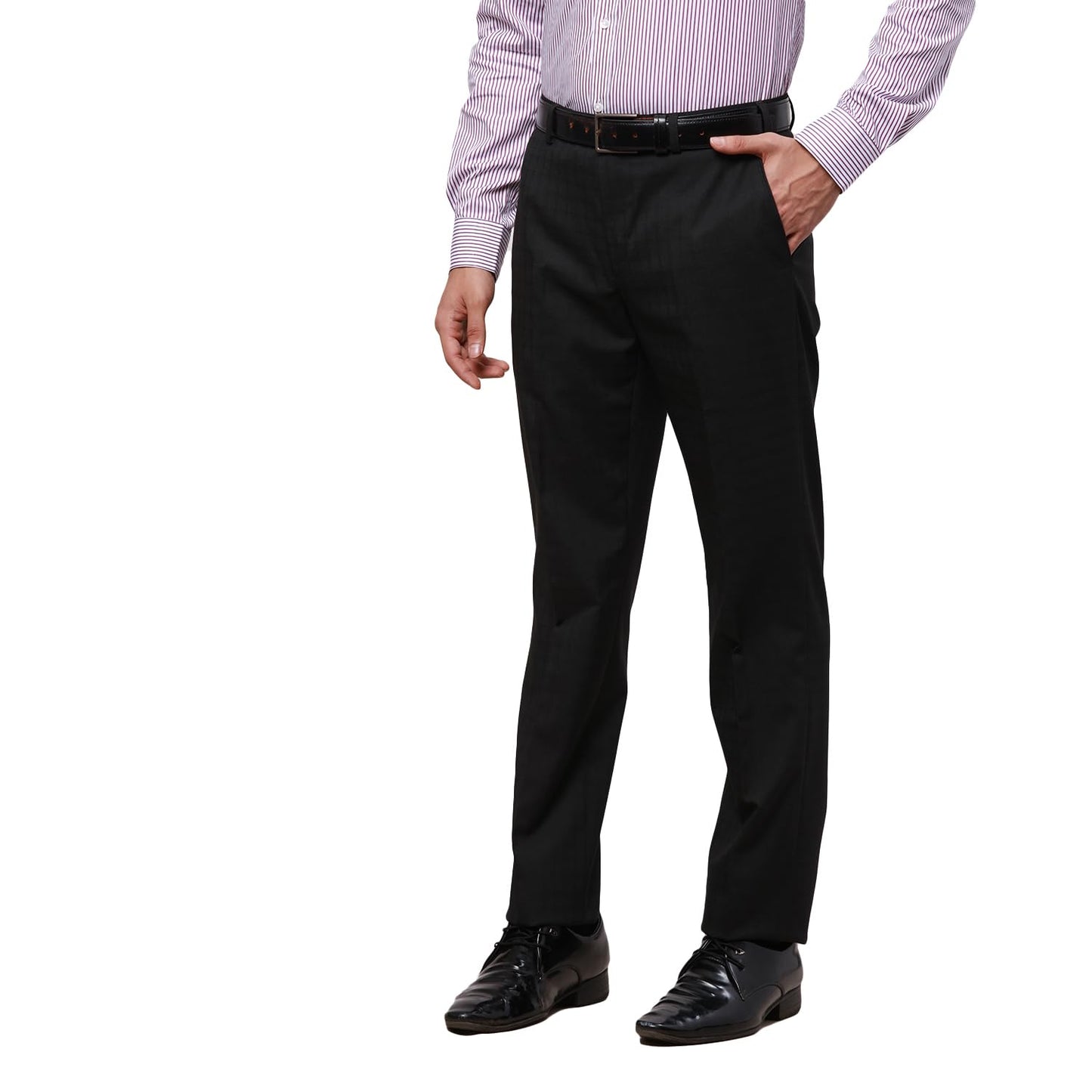 Park Avenue Men's Smart Fit Mid Rise Casual Pants (PMTX07524-K9_Black, 32