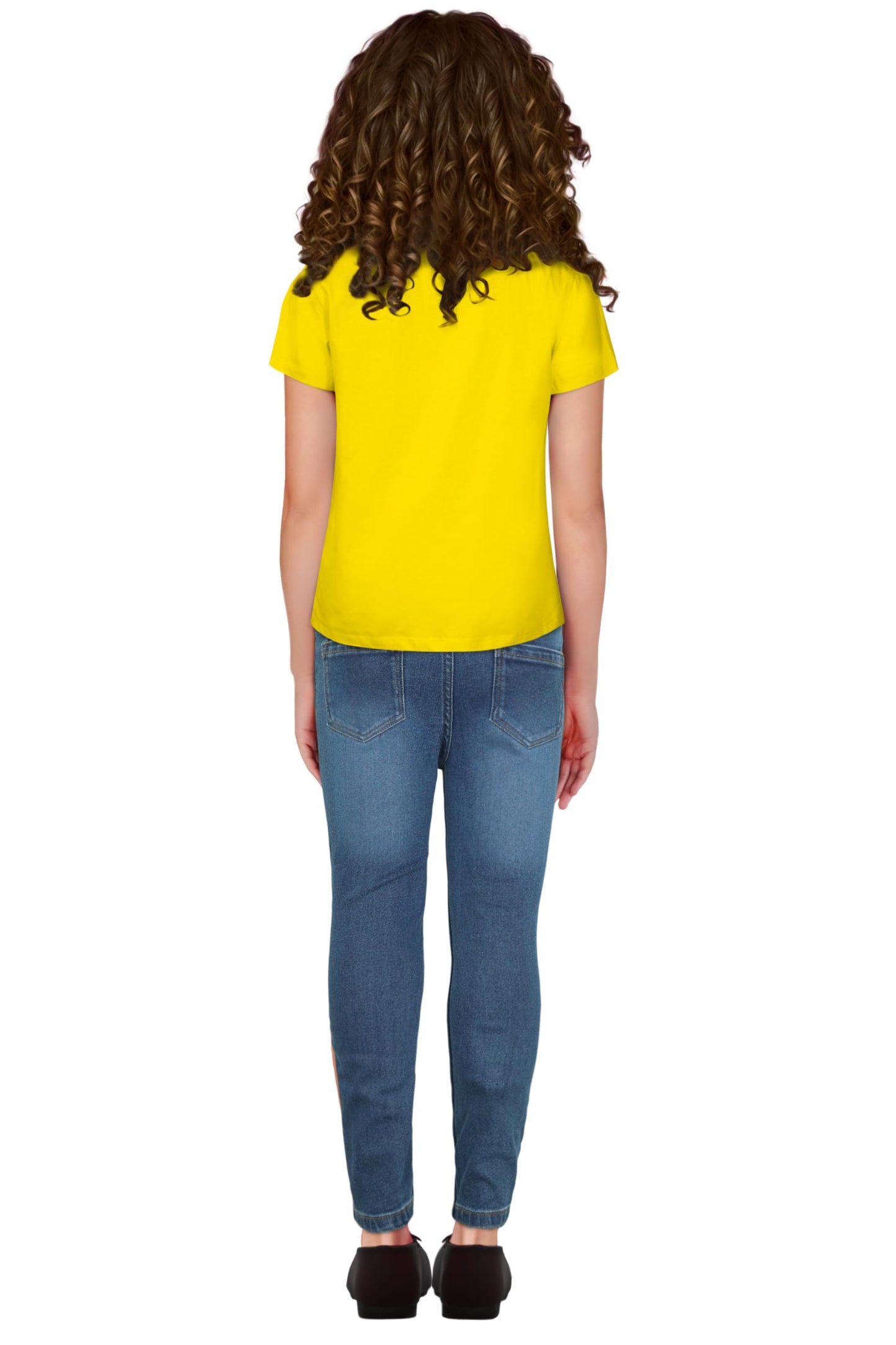 Allen Solly Junior Girl's Plain Regular T-Shirt (AGKCCRGFN85791_Yellow 14 | 13-14 Years)