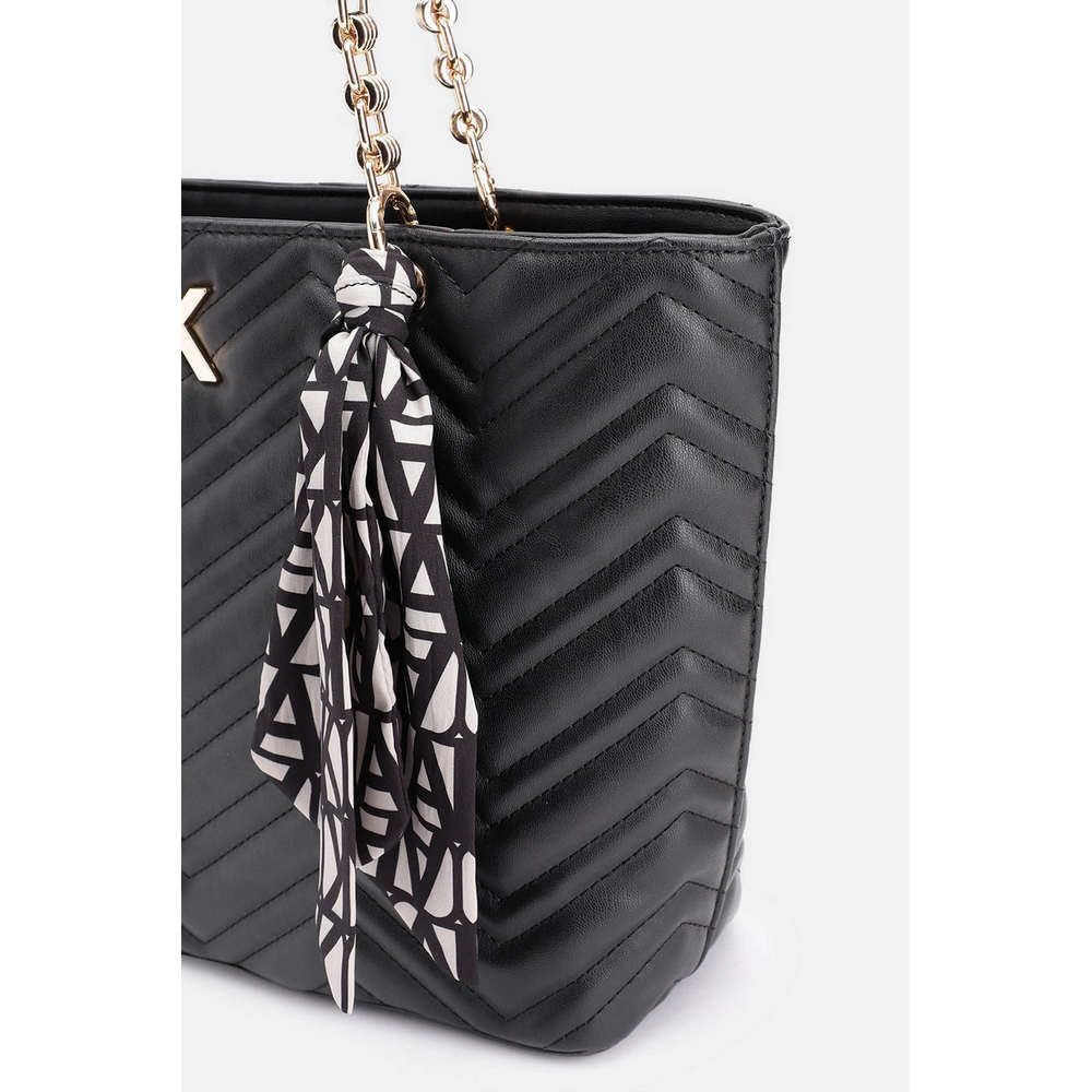 Anne Klein Faux Leather Zipper Closure Women's Tote Bag (Black, XL)