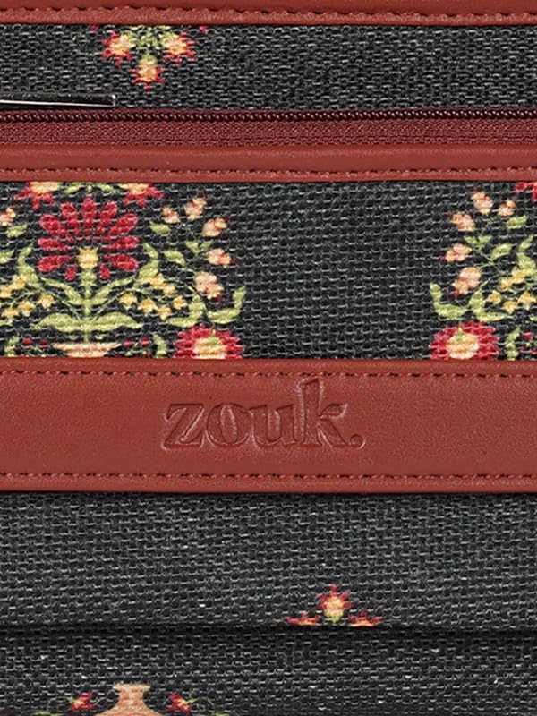 ZOUK Wallets for Women - Handmade Classic Wallets for Females - Vegan Leather and Jute Purse for Ladies - Wallets with Mobile Phone Pocket