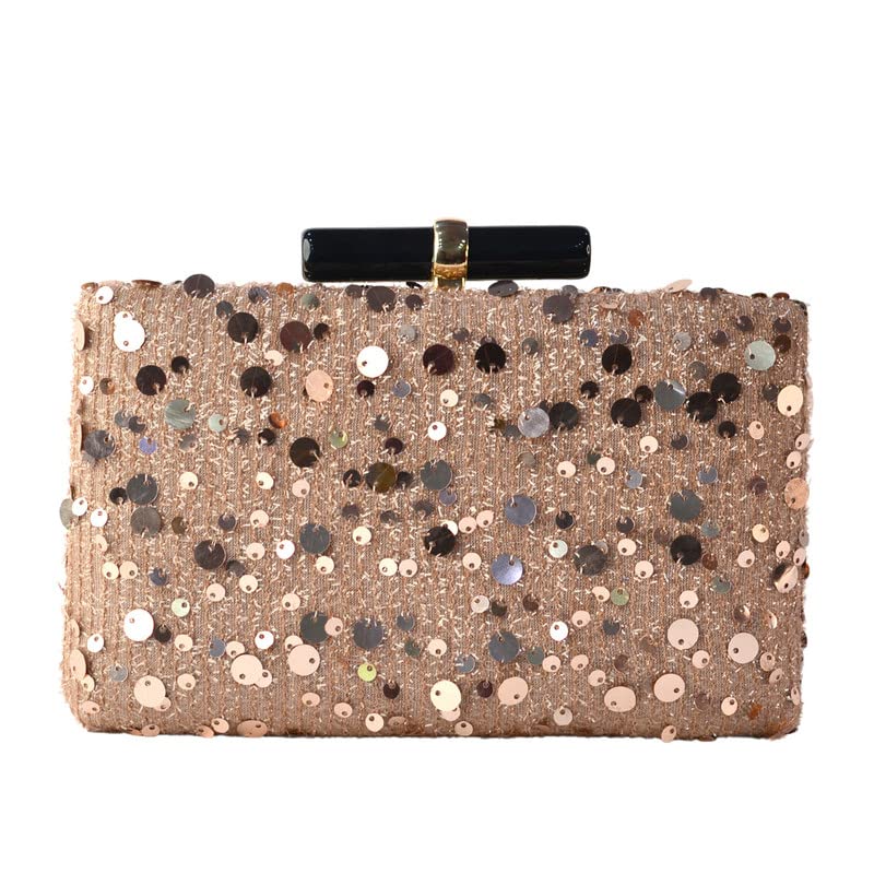 Artklim Beige With A Dazzle Of Sequin Clutch