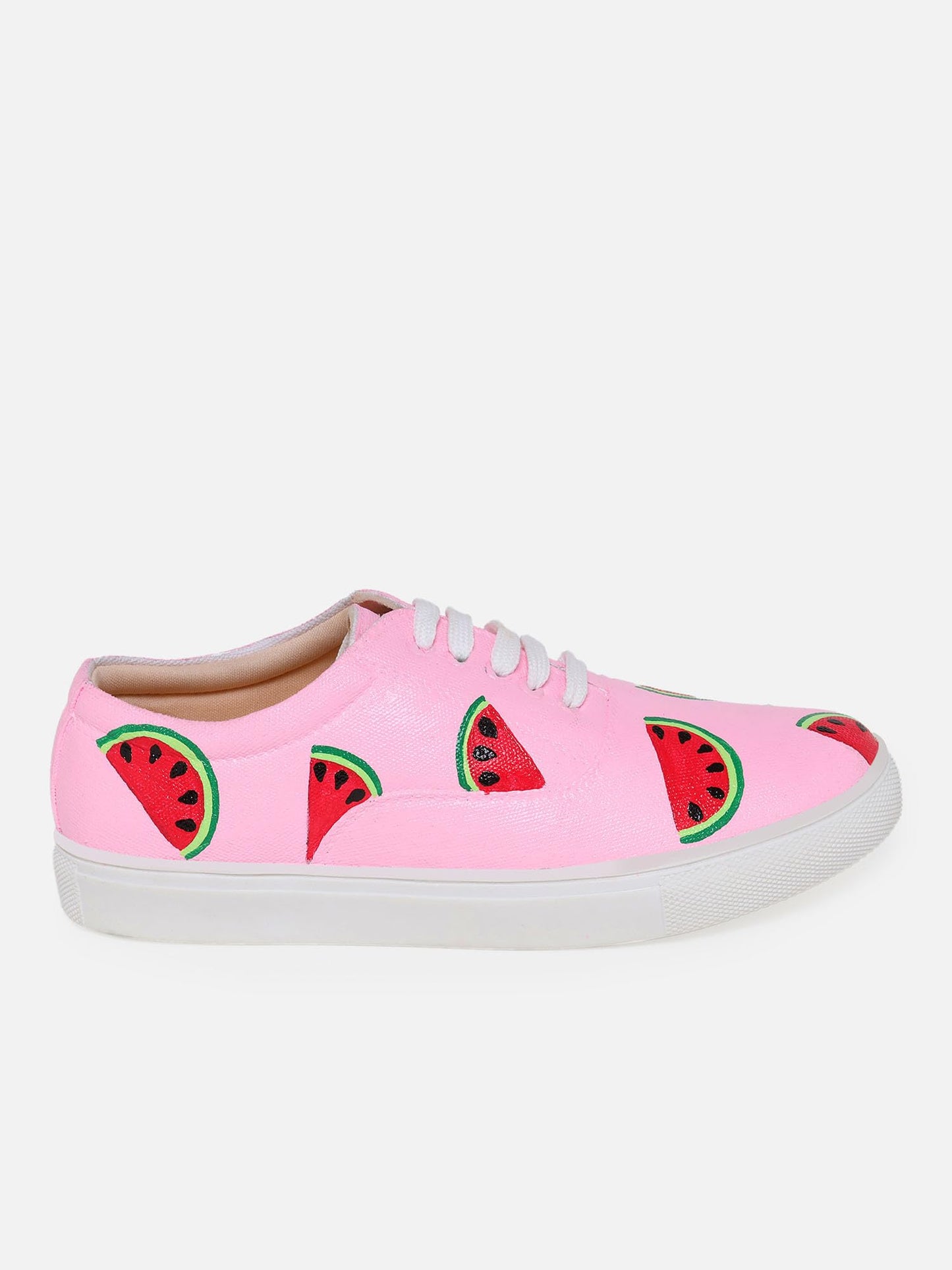 THE QUIRKY NAARI Watermelon Sneakers with Watermelon Motif | Pink