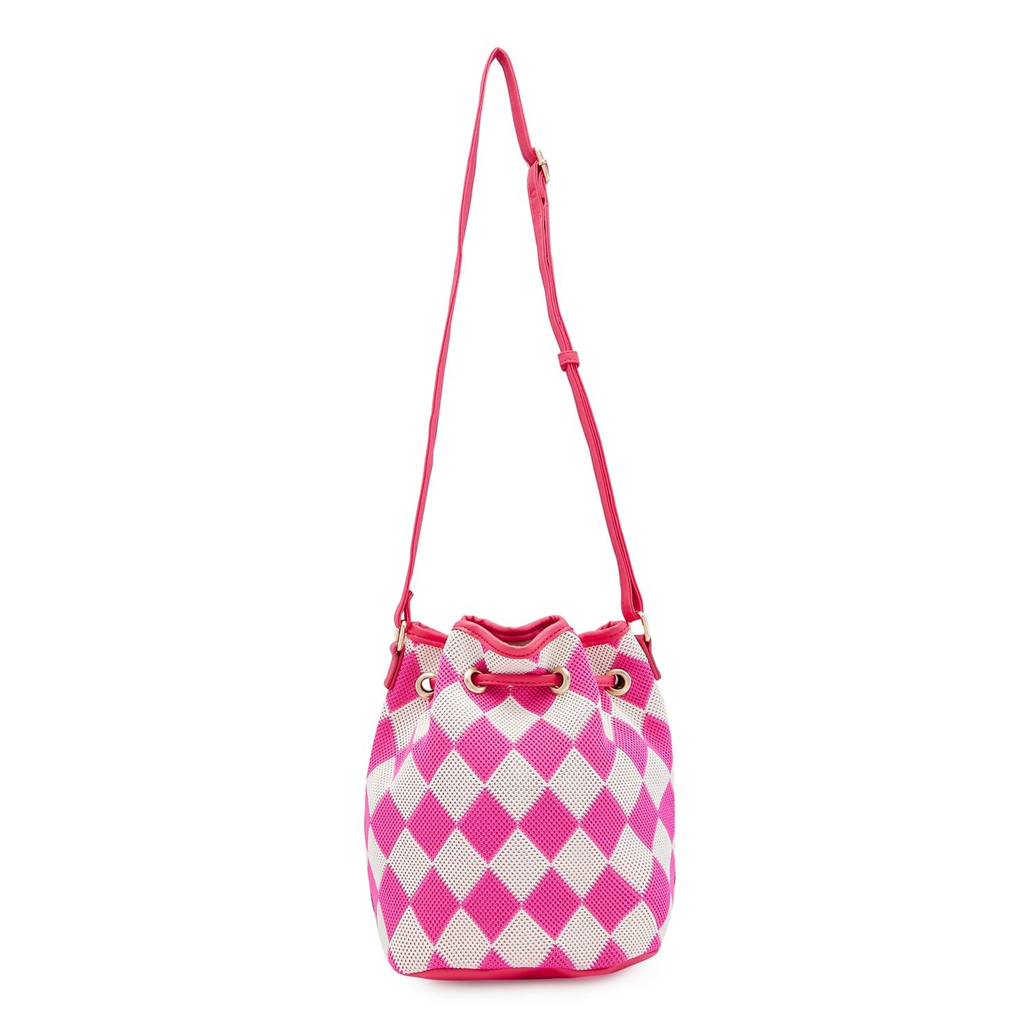 Caprese Checker Sling Bag for Women (Medium, Fuchsia)