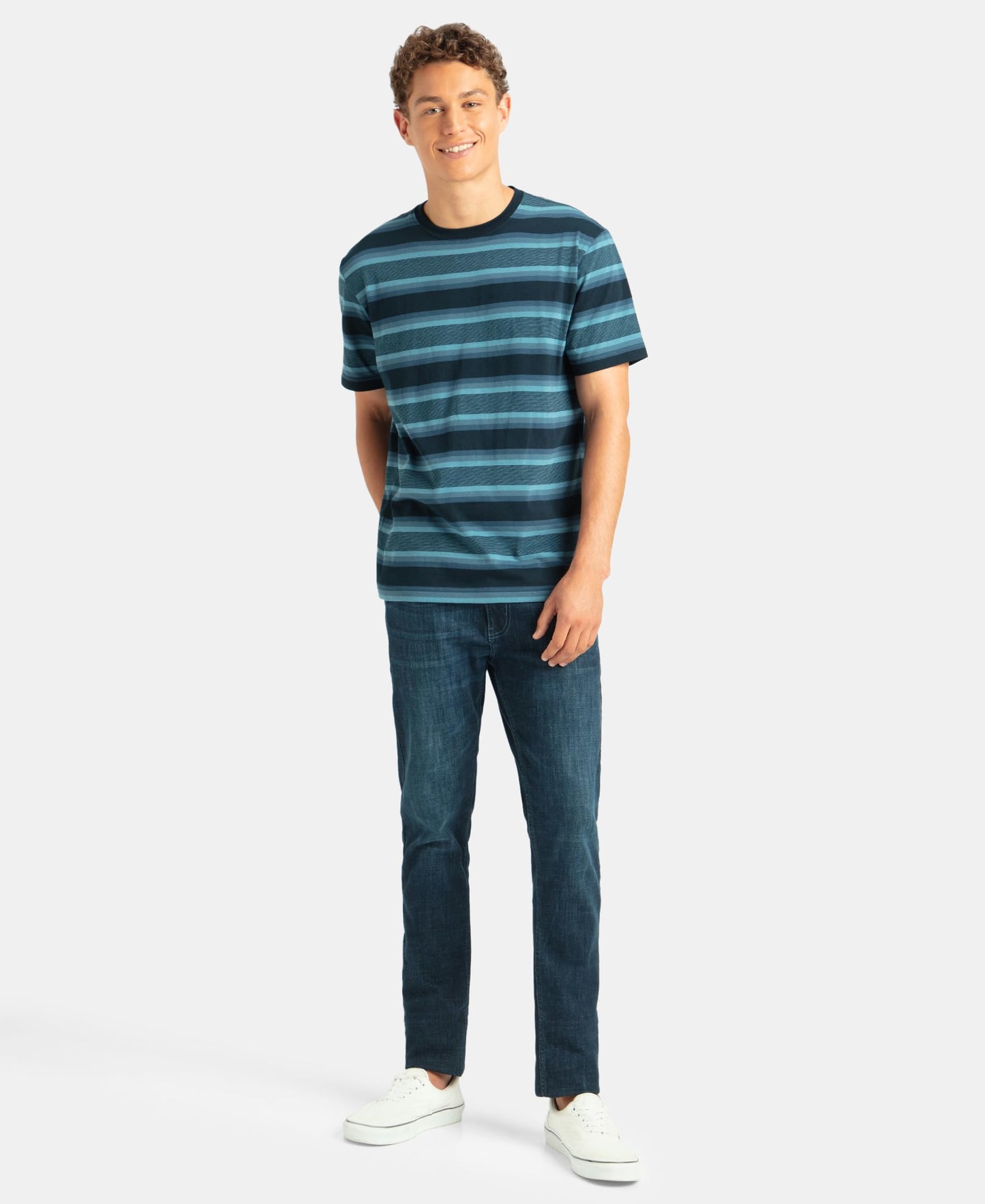 Jockey 2715 Men's Super Combed Cotton Rich Striped Round Neck Half Sleeve T-Shirt_Navy, Insignia Blue & Stellar_XXL