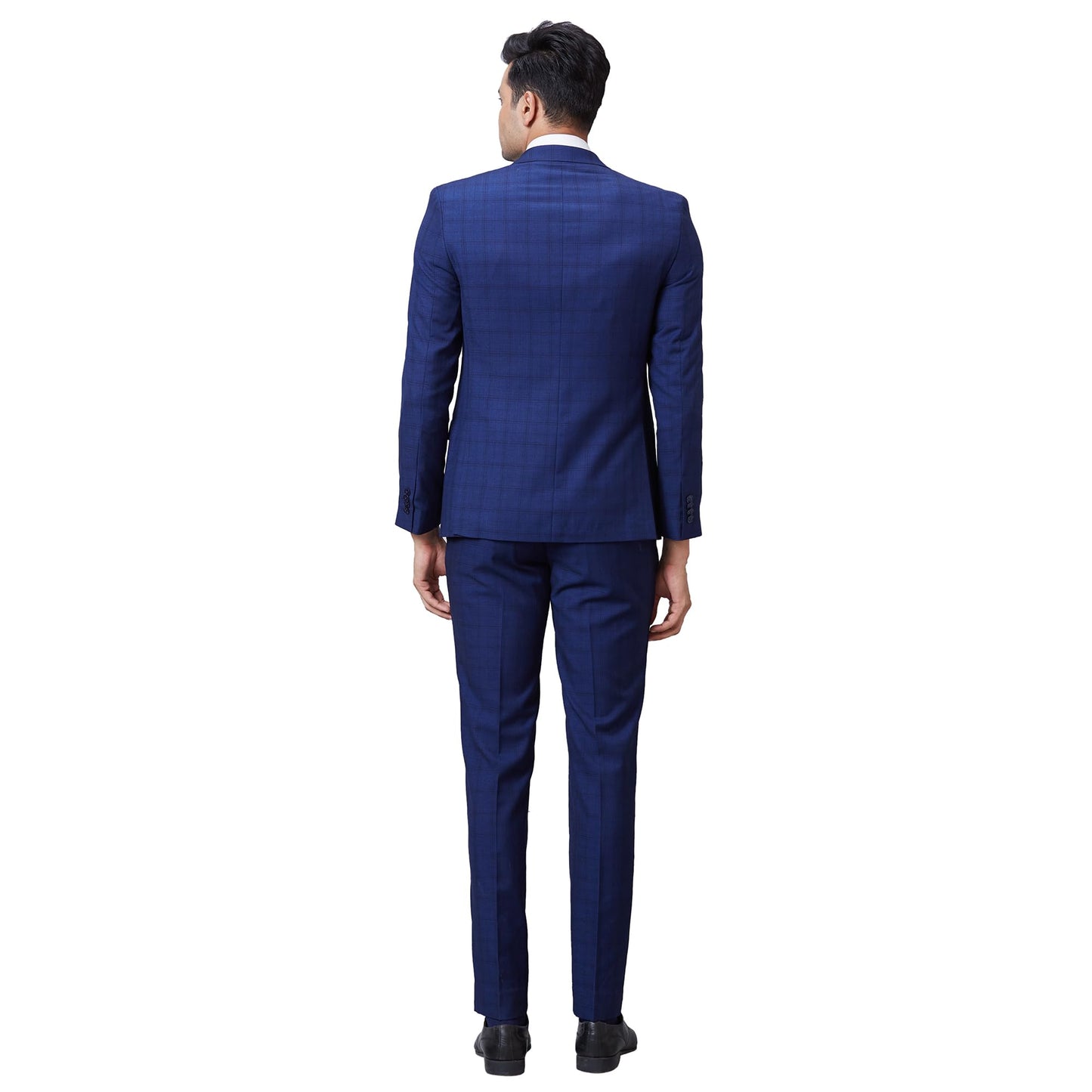 Park Avenue Men Super Slim Fit Twill Pattern Terry Rayon Blend Narrow Collar Flat Front Formal Suit (Size: 100)-PMDP04568-B8 Dark Blue