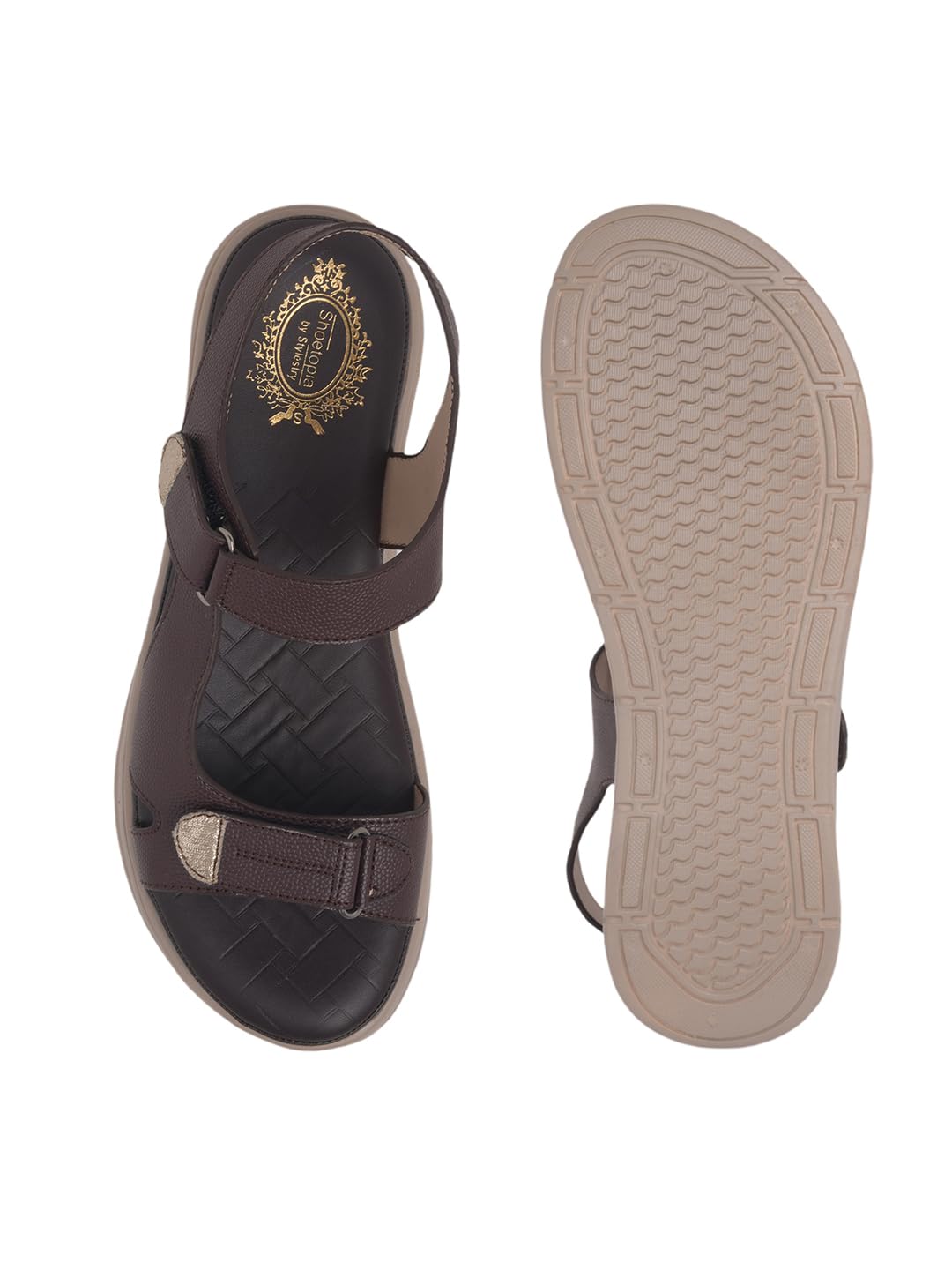 Shoetopia Women’s Brown Comfort Sandals | Lightweight Orthopedic Wedge Sandals with Adjustable Straps & Cushioned Sole for Casual Daily Footwear EU36