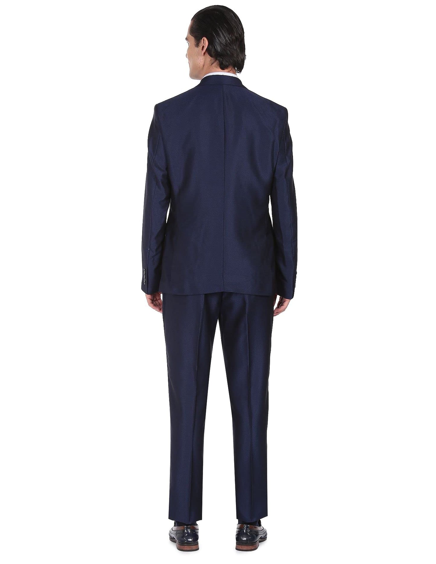 Arrow Men Navy Tailored Regular Fit Solid Three Piece Suit