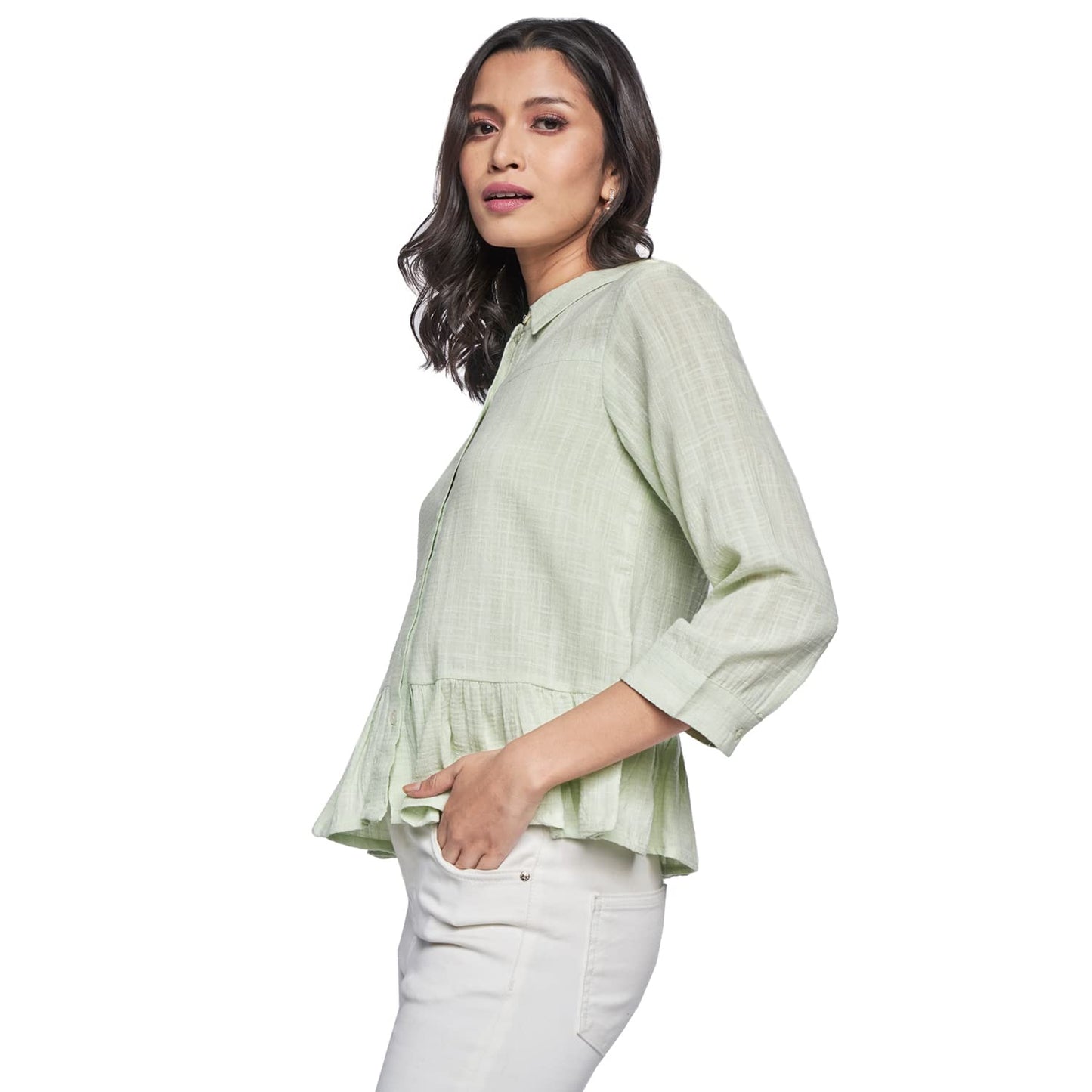 AND Women's Regular Shirt (SS22AB046TCD_Mint 10)