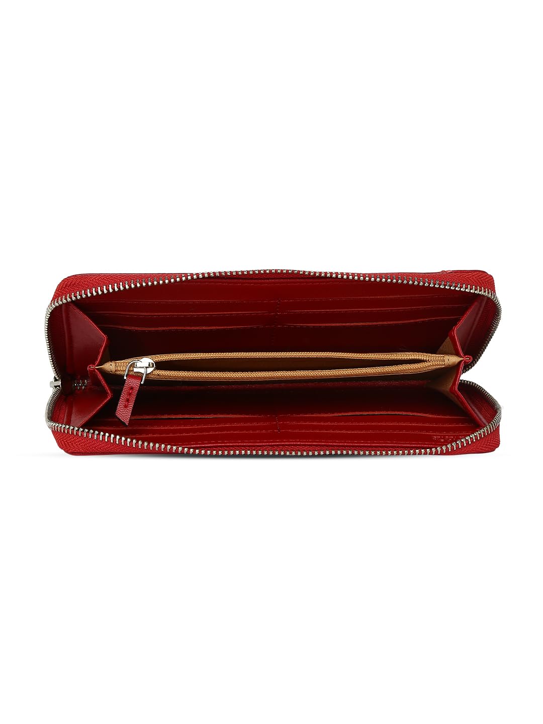 Caprese Women Faux Leather Zoey Wallet Large Zip Around Terra, Red