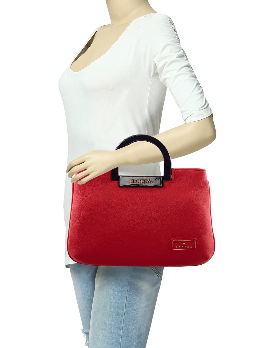 ESBEDA Red color Solid PU Synthetic Handbag For Women